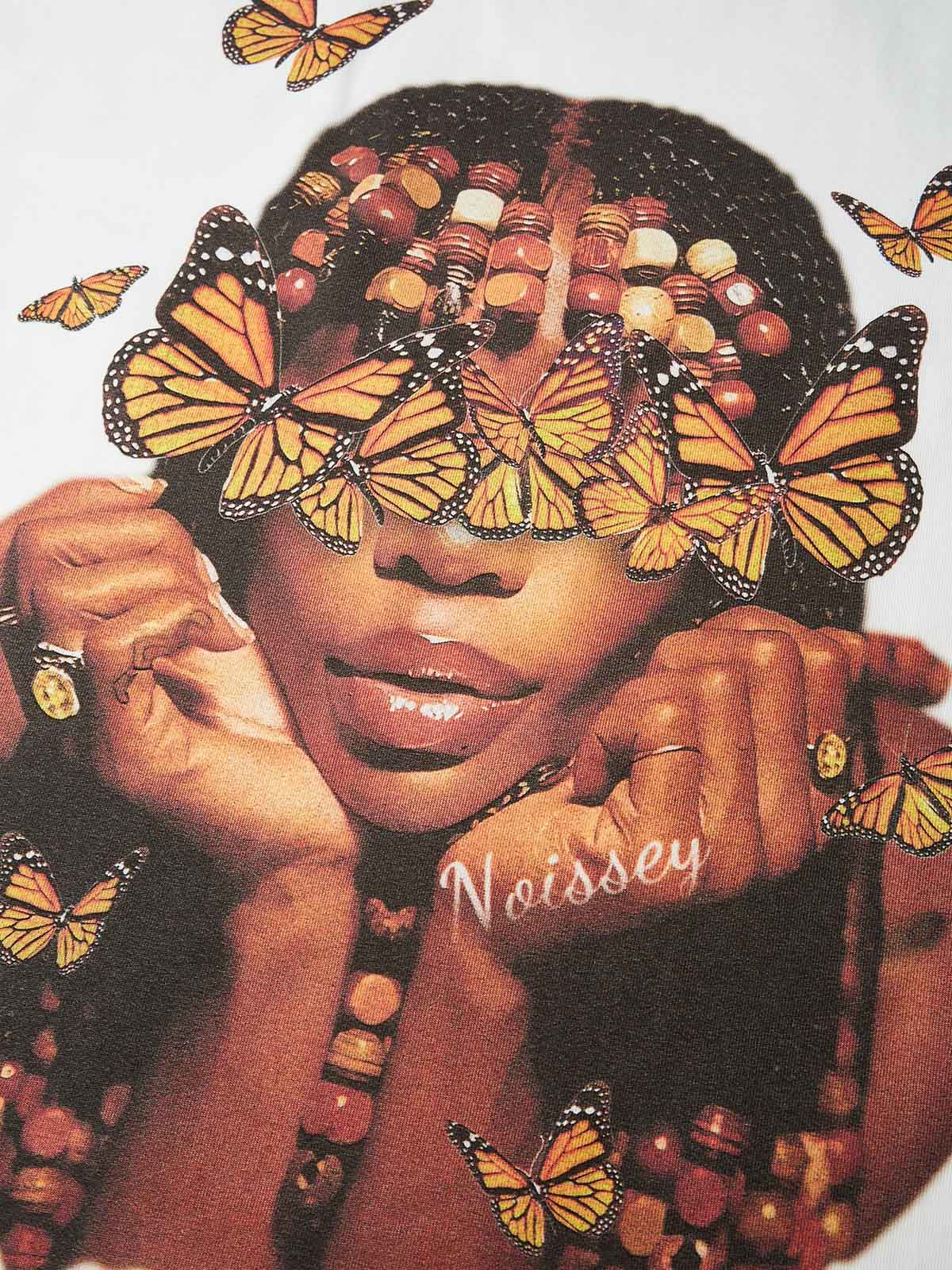 Boxy Oversized T-shirt "Retro Girl & Butterfly"