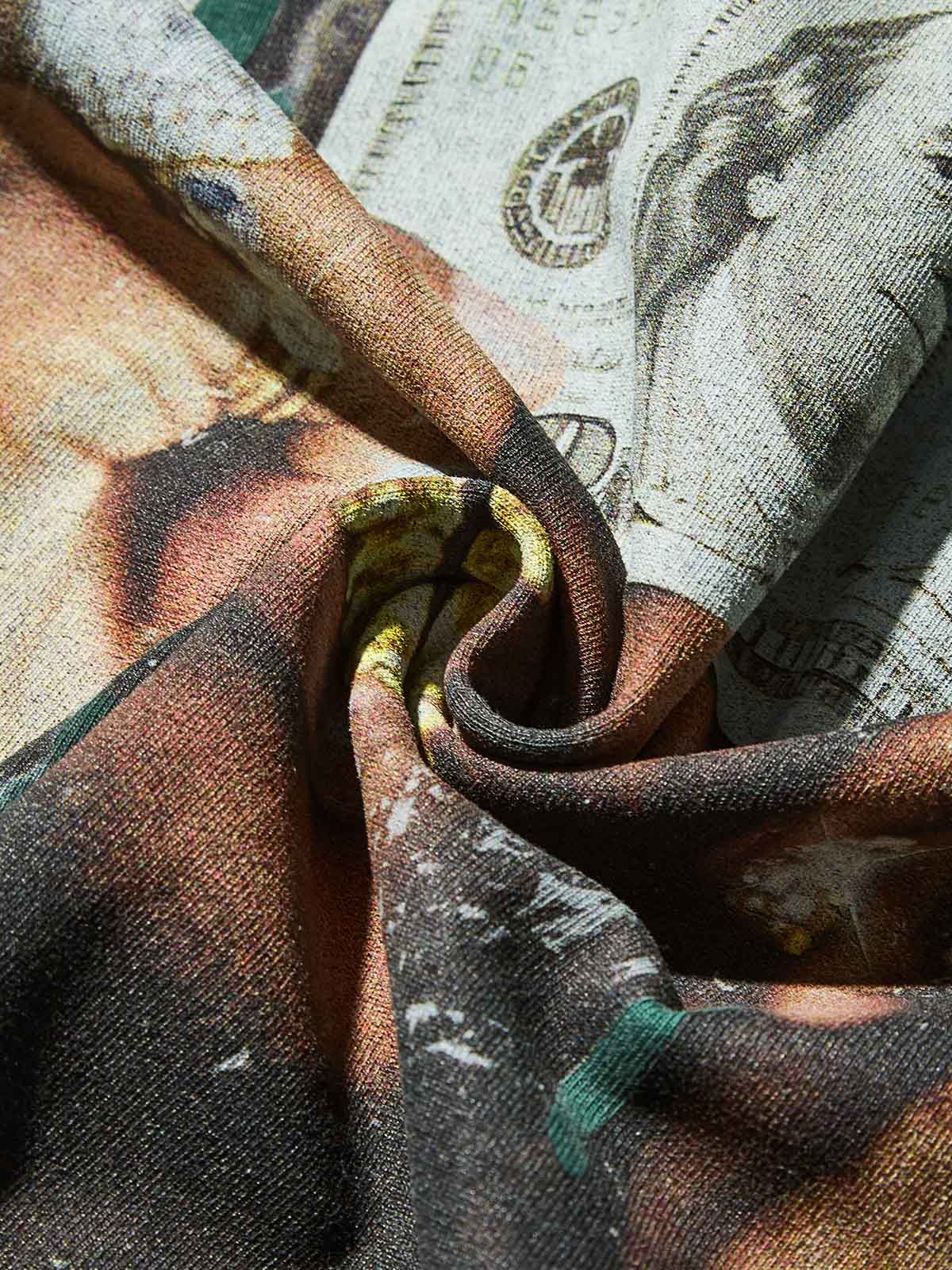 "Money Blinds the Eyes" Green Washed Print T-shirt