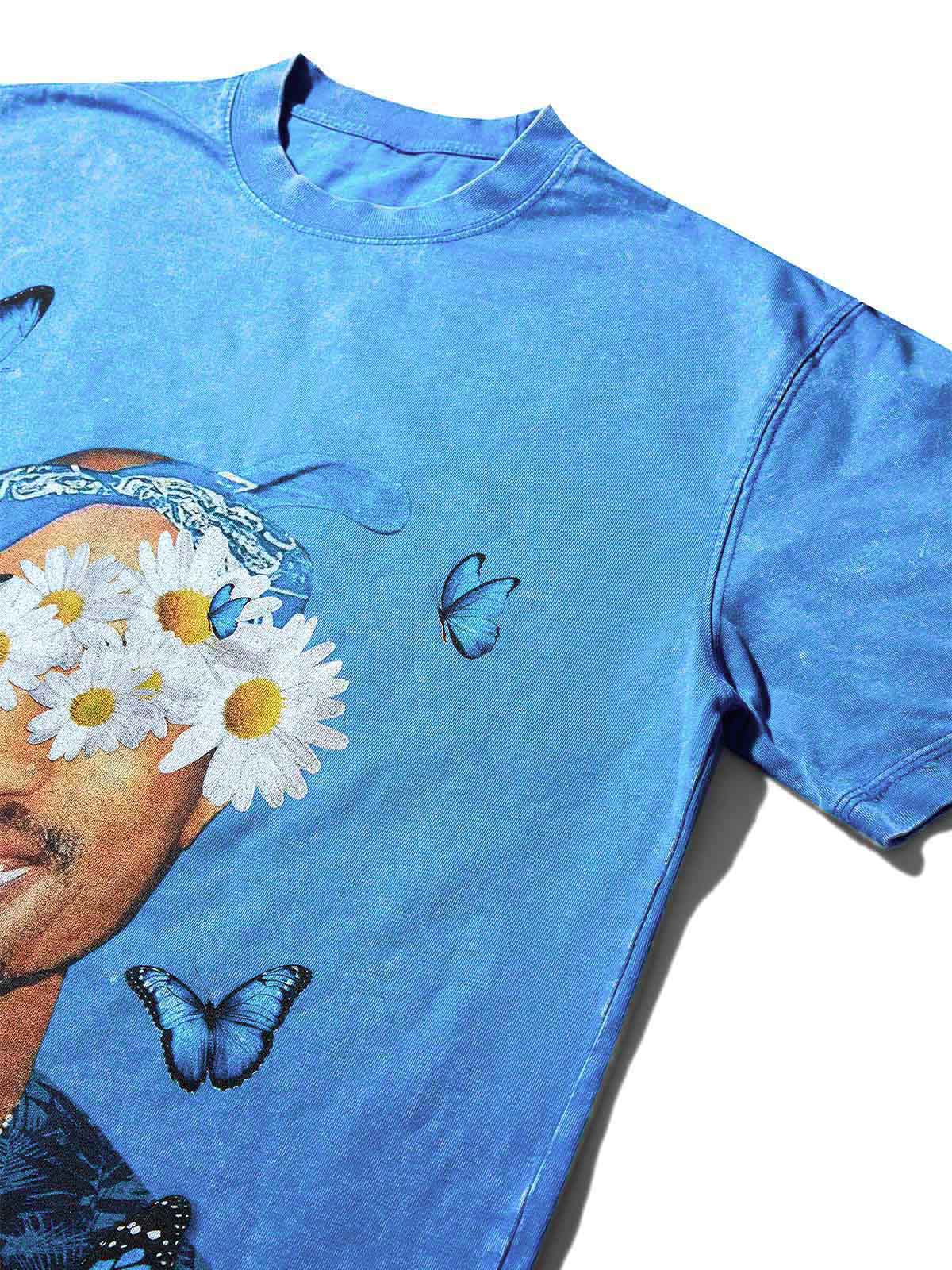 Rap Star Blue Washed Art Print T-Shirt