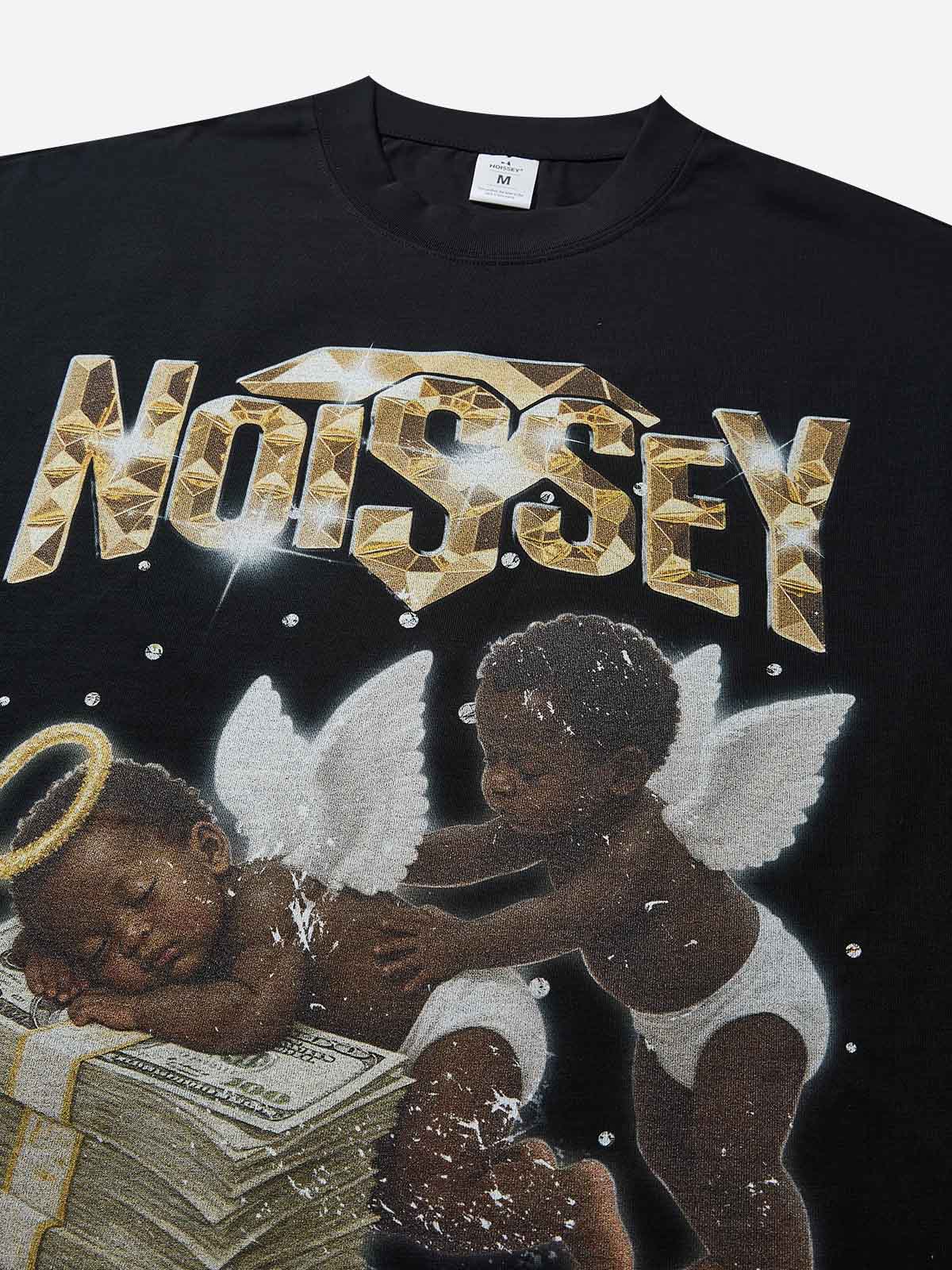 Angel on Money Print Boxy Oversized T-shirt