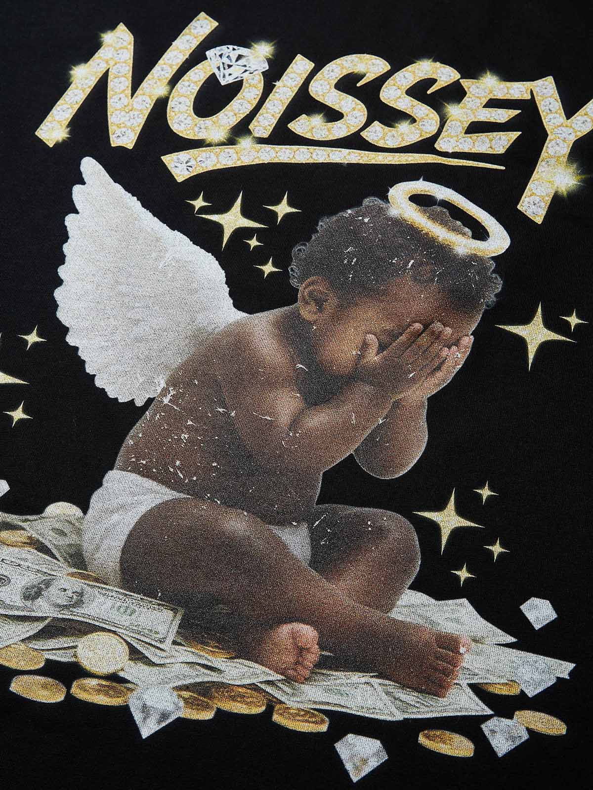 Crying Money Angel Print Boxy Oversized T-shirt