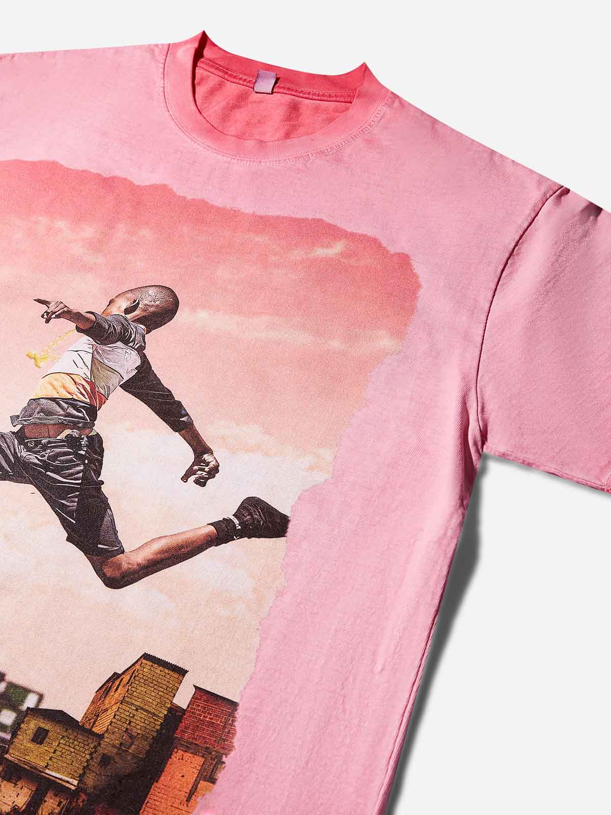 Life & Freedom Collage Washed Print T-Shirt