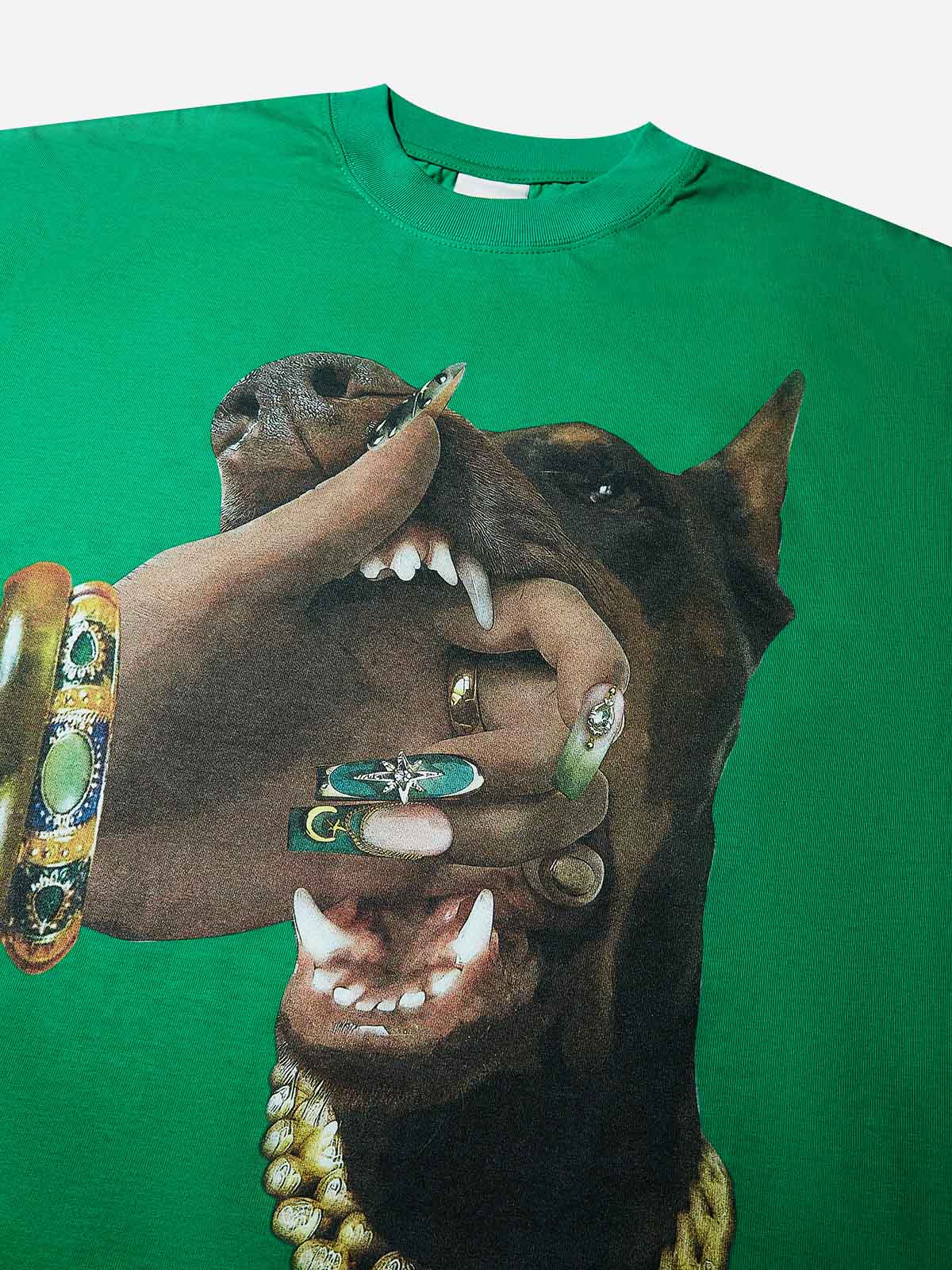 Doberman & Nail Art Personality Print T-shirt