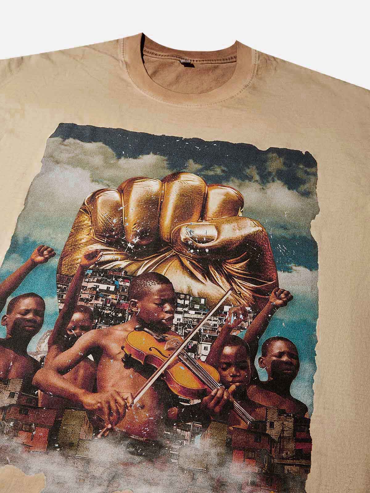 Freedom Collage Washed Print T-Shirt