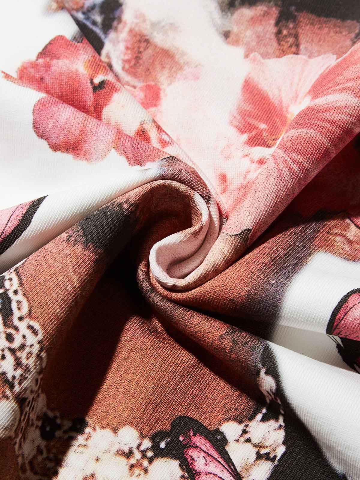 Boxy Oversized T-shirt with Floral & Butterfly Boy Print