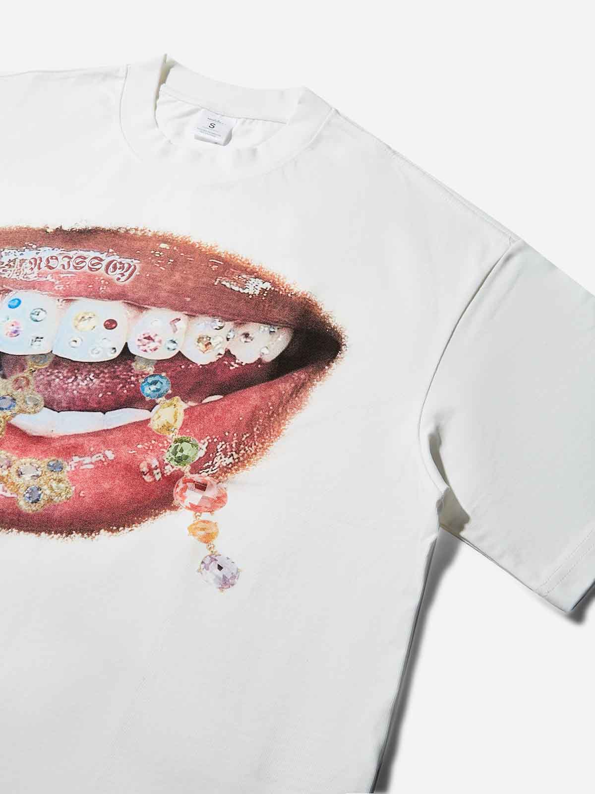 Boxy oversized T-shirt Diamond Teeth Cross Print