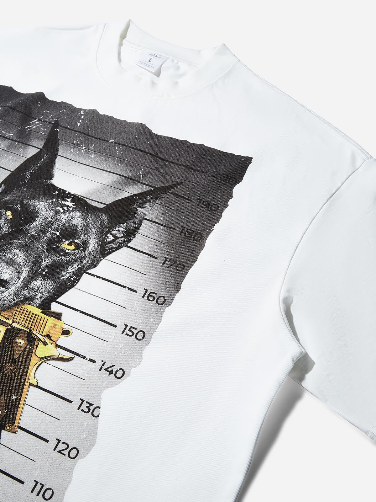 Boxy Oversized T-shirt with Doberman Prison Mugshot Print