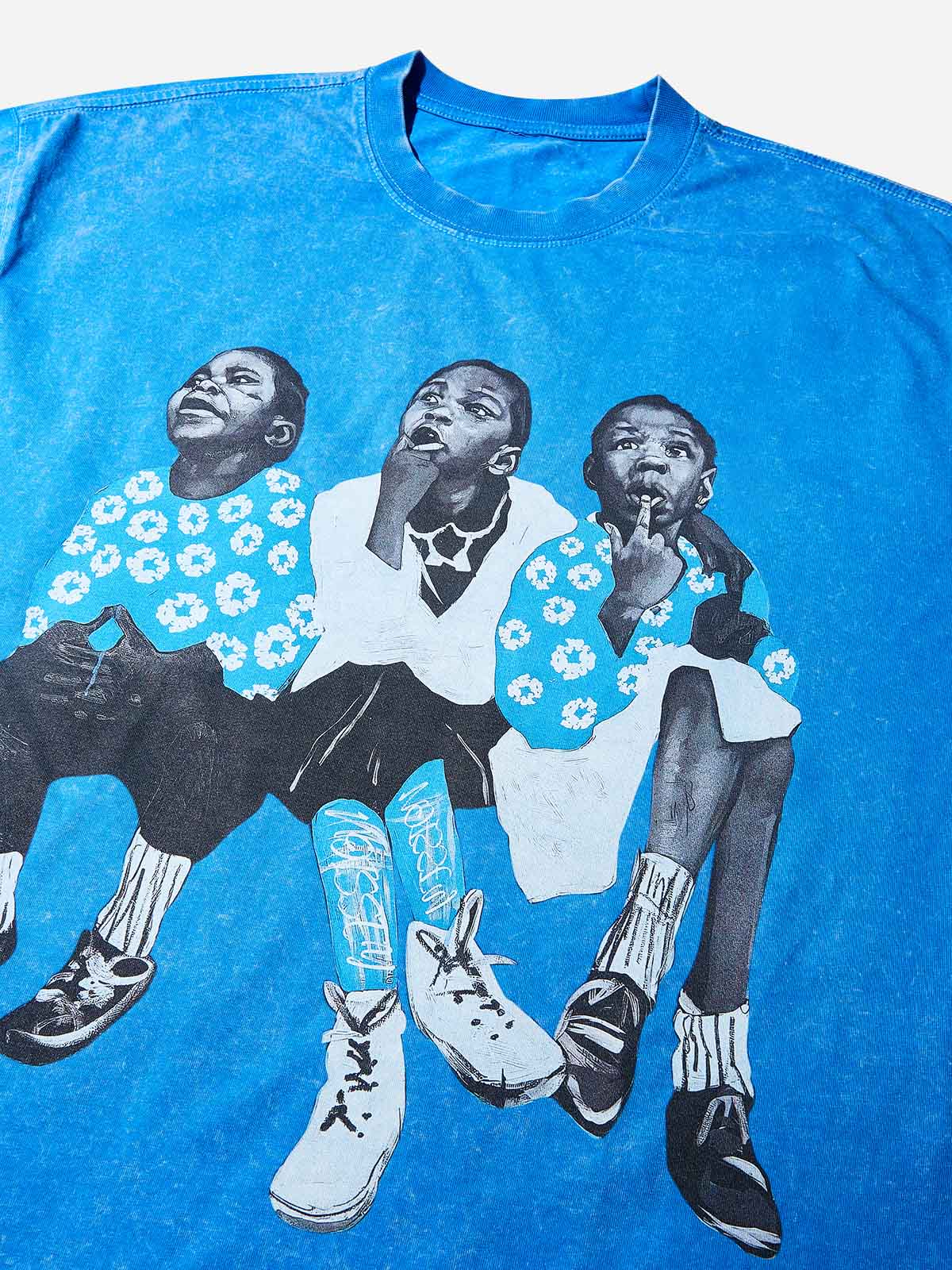 "Singing for Future" Kids' Blue Washed Print T-Shirt