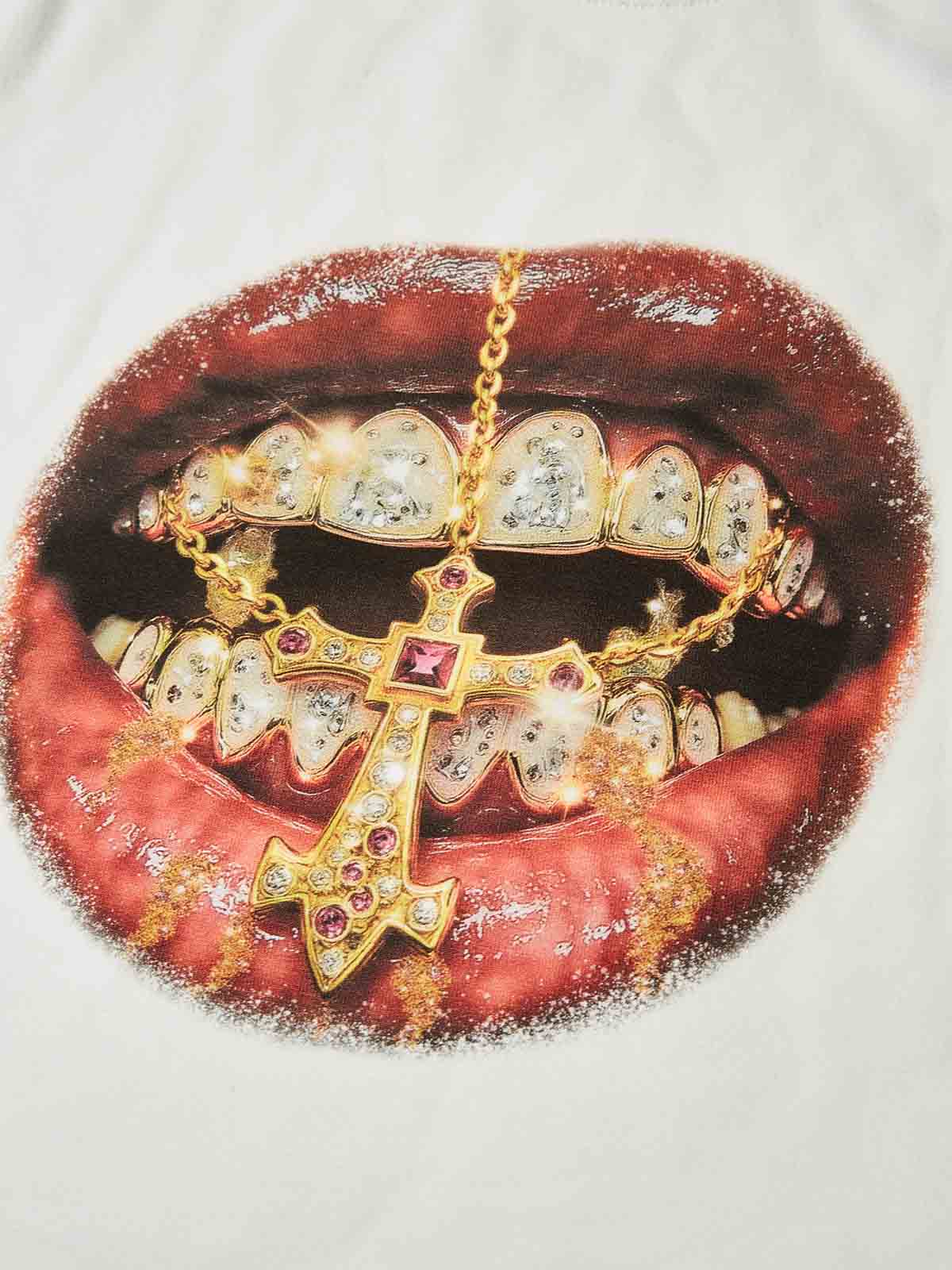 Baby Tee - Golden Cross Diamond Patch Grills Print T-shirt