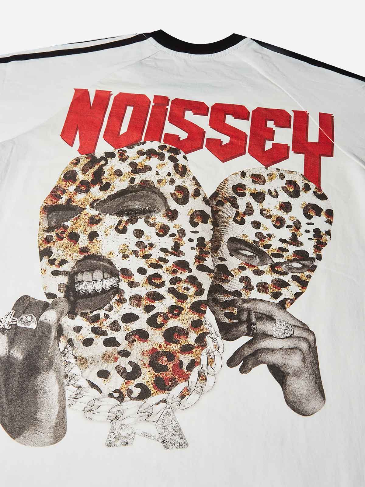 Double-Headed Leopard Print Balaclava Front & Back Print T-shirt
