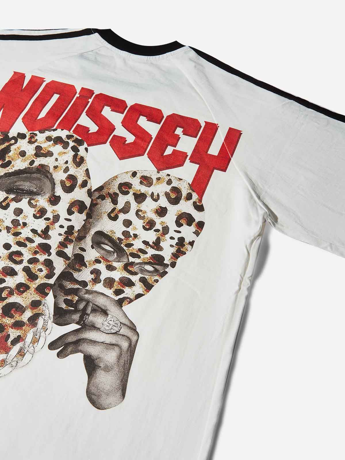 Double-Headed Leopard Print Balaclava Front & Back Print T-shirt