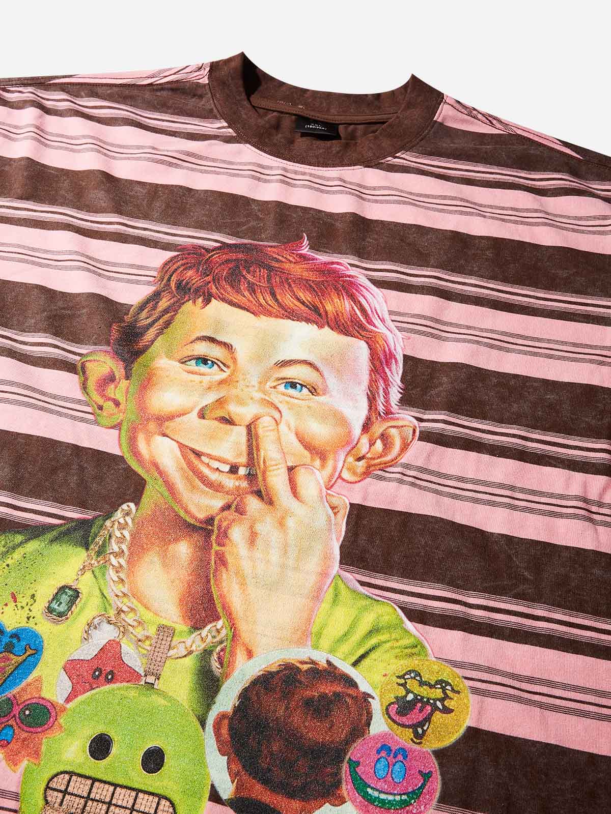 Bad Boy Hip-Hop Style Striped Print T-Shirt