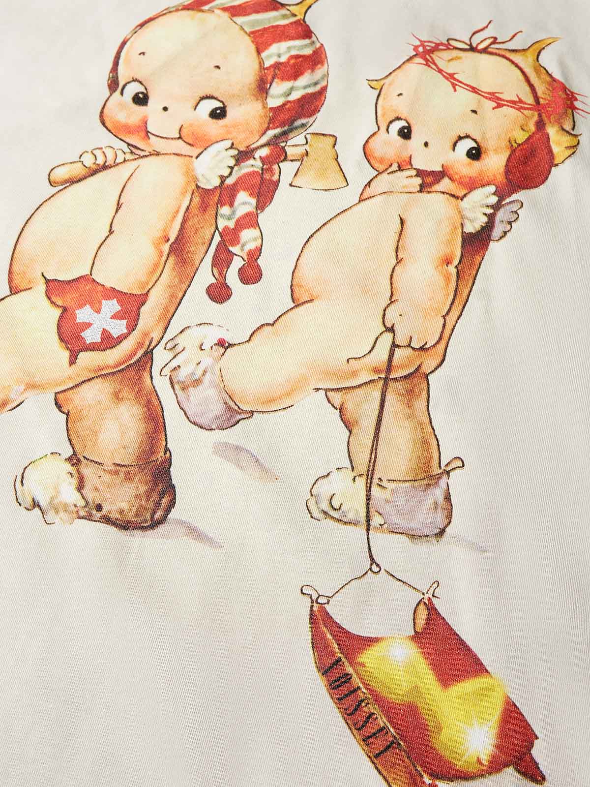 Cartoon Baby Red Striped Preppy Style Print T-shirt