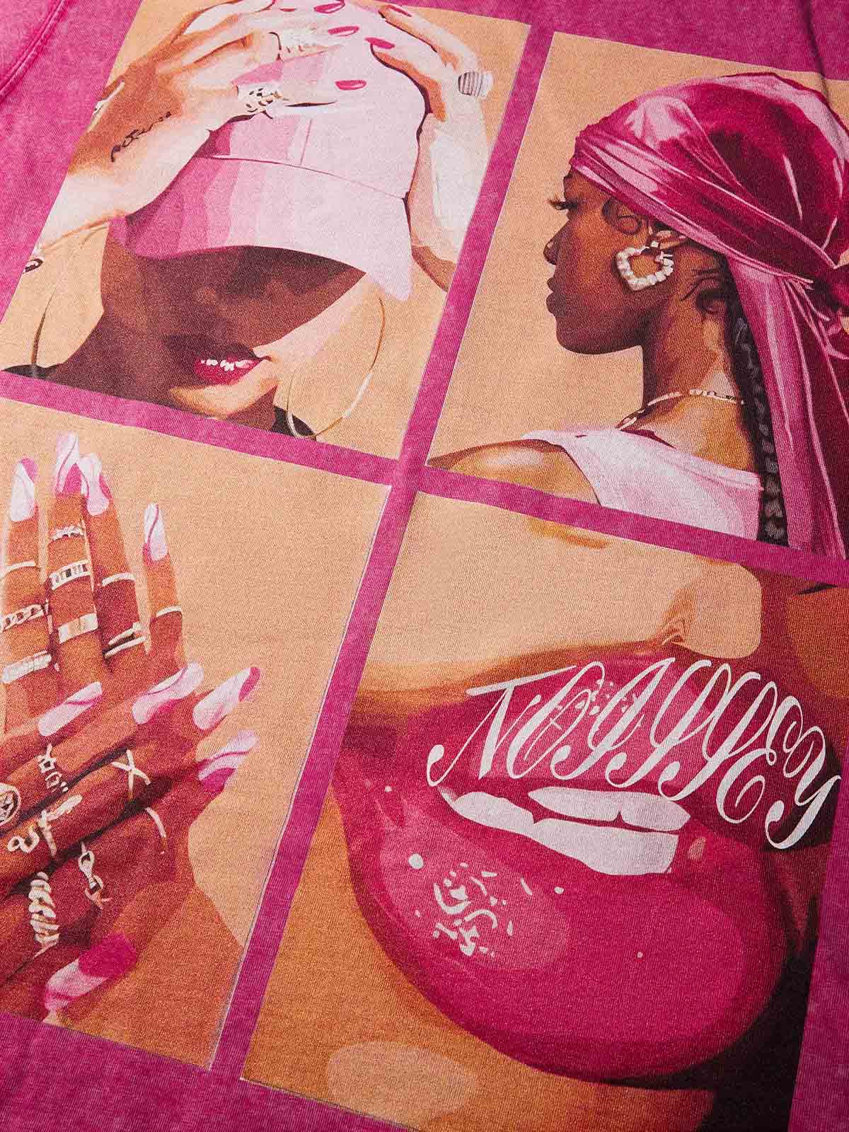 Art Collage Pink Washed Print T-shirt