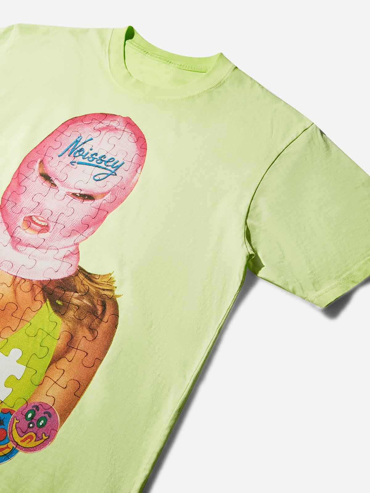 Puzzle-style balaclava printed washed T-shirt