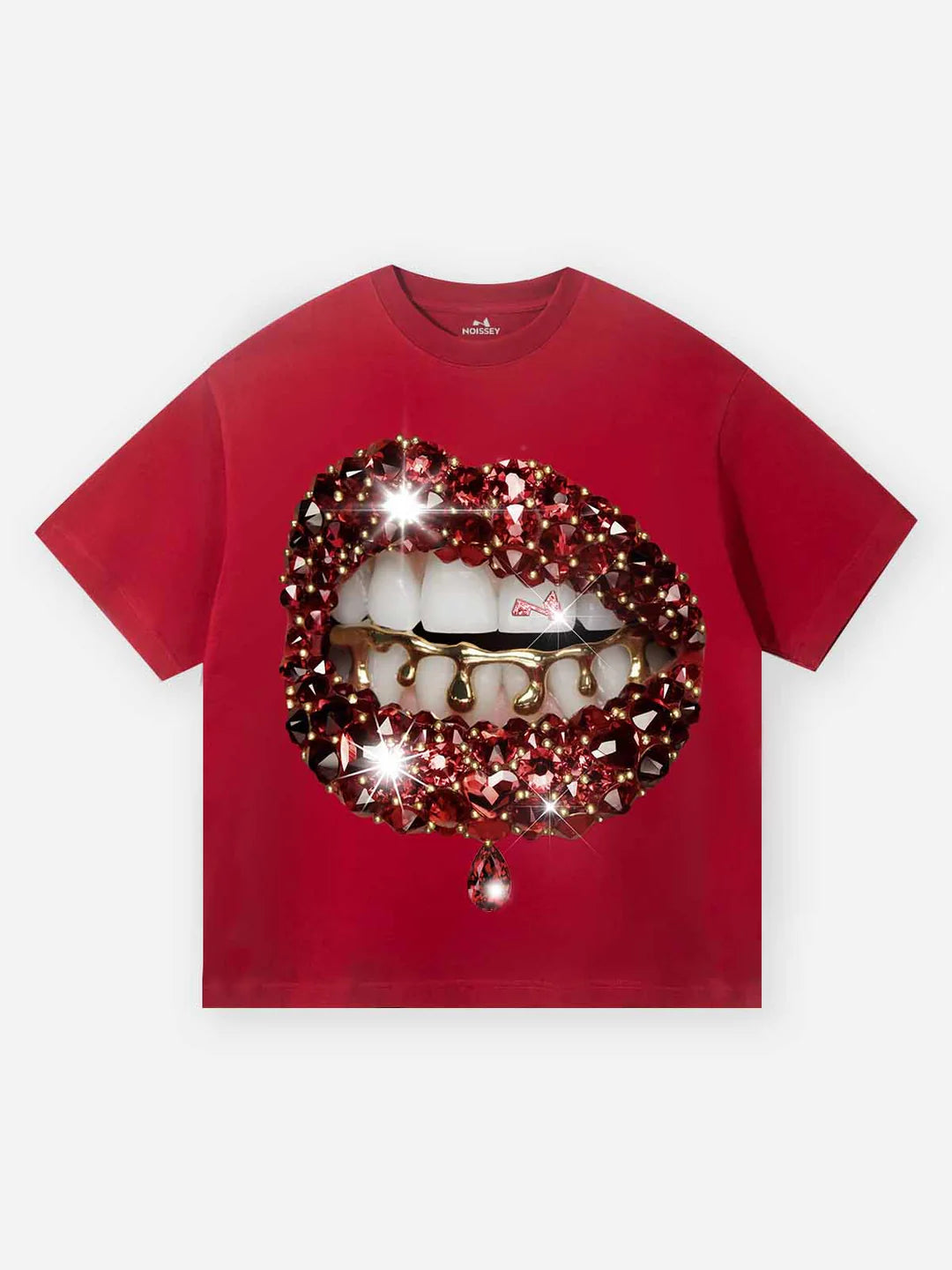 High quality Red Gem Sparkle Lip Print heavyweight T-shirt