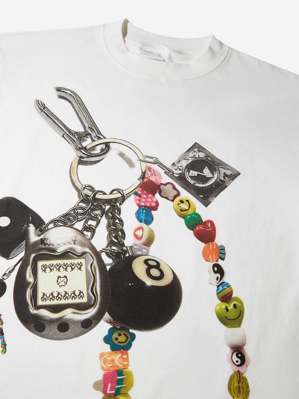 Y2K-Tamagotchi Vintage Keychain Print T-shirt