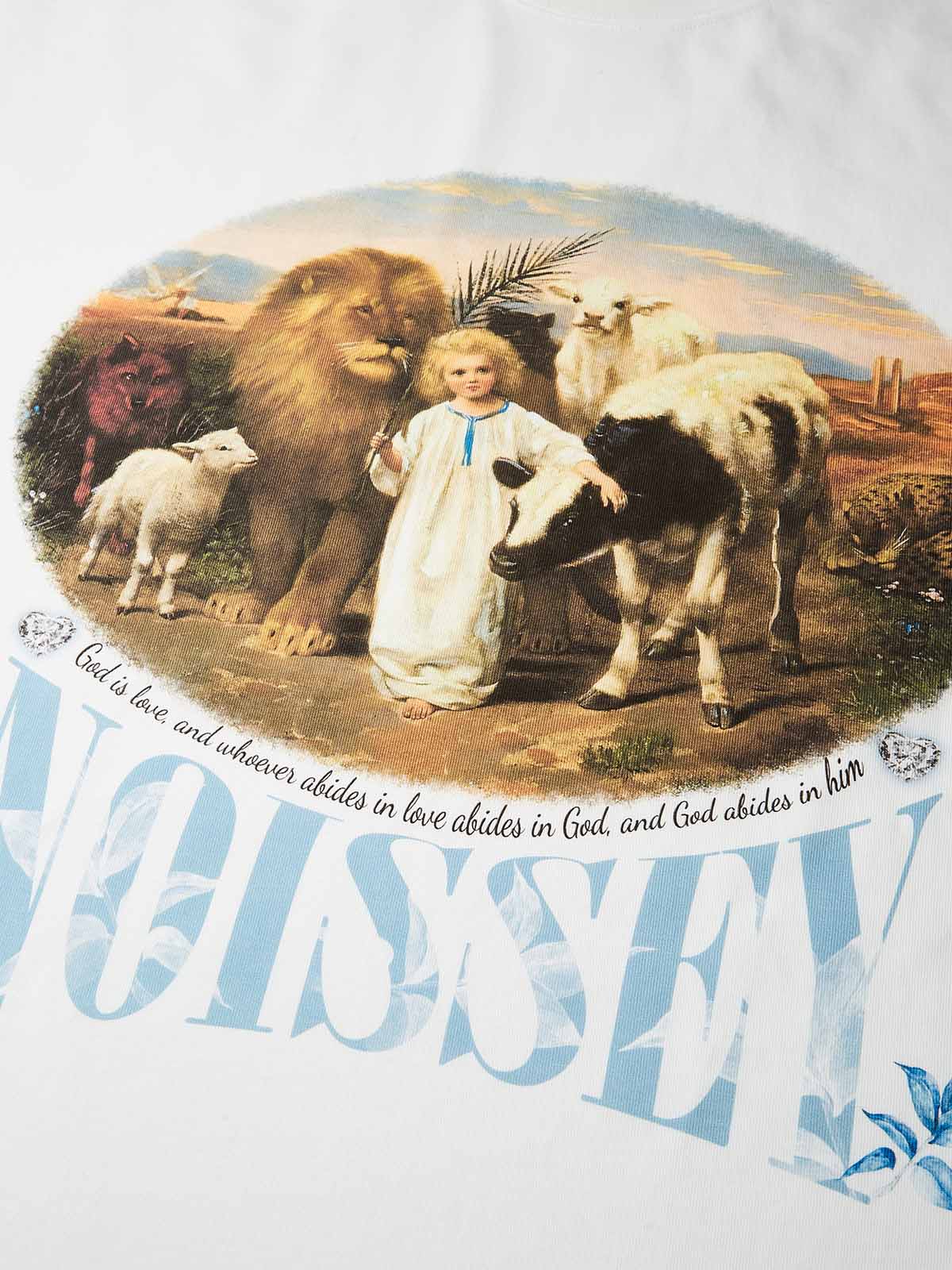 Boxy Oversized T-shirt with Being Surrounded by Love Printed