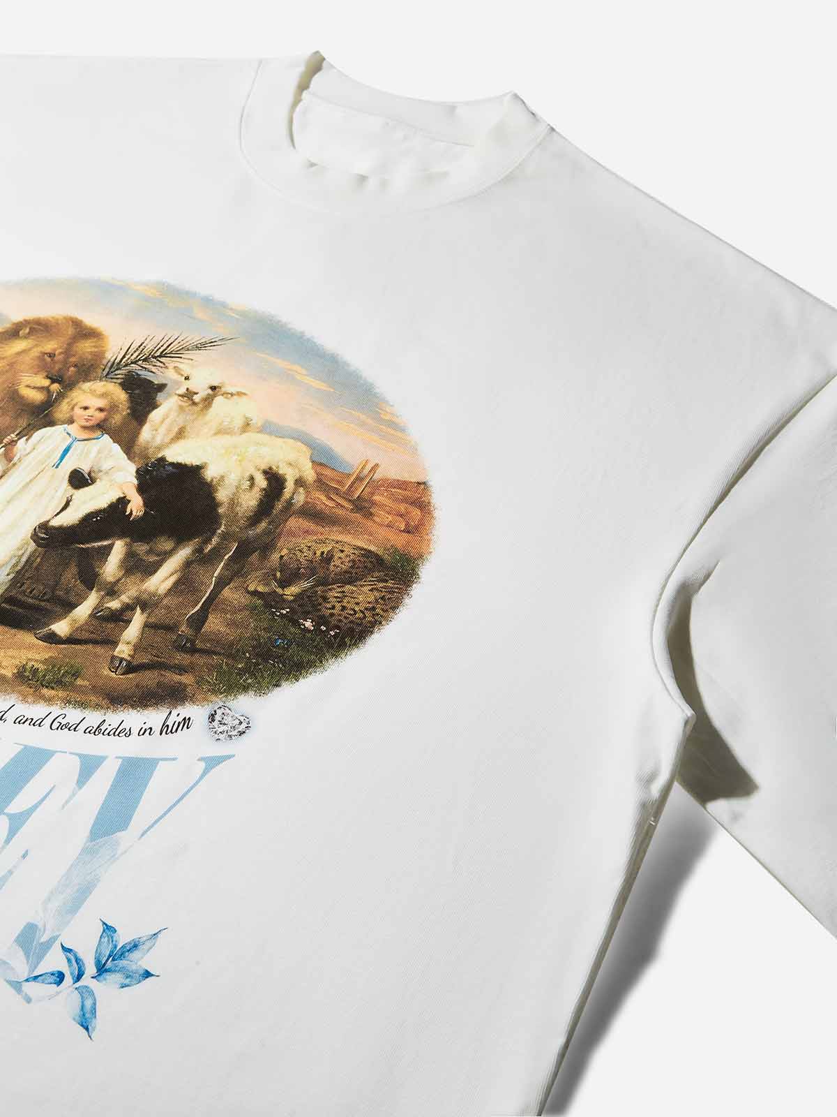 Boxy Oversized T-shirt with Being Surrounded by Love Printed