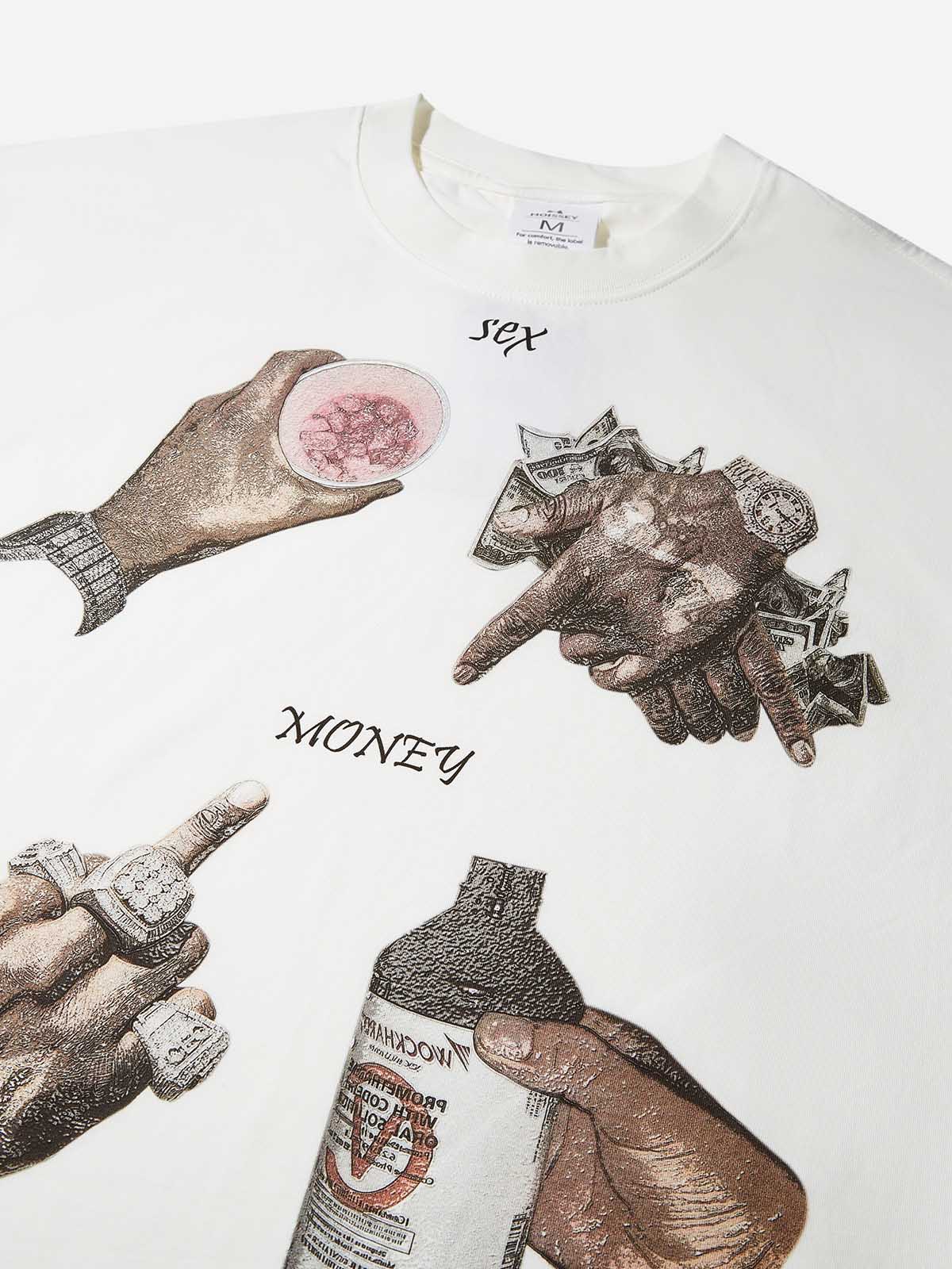 Boxy Oversized T-shirt with Gesture Slogan Print