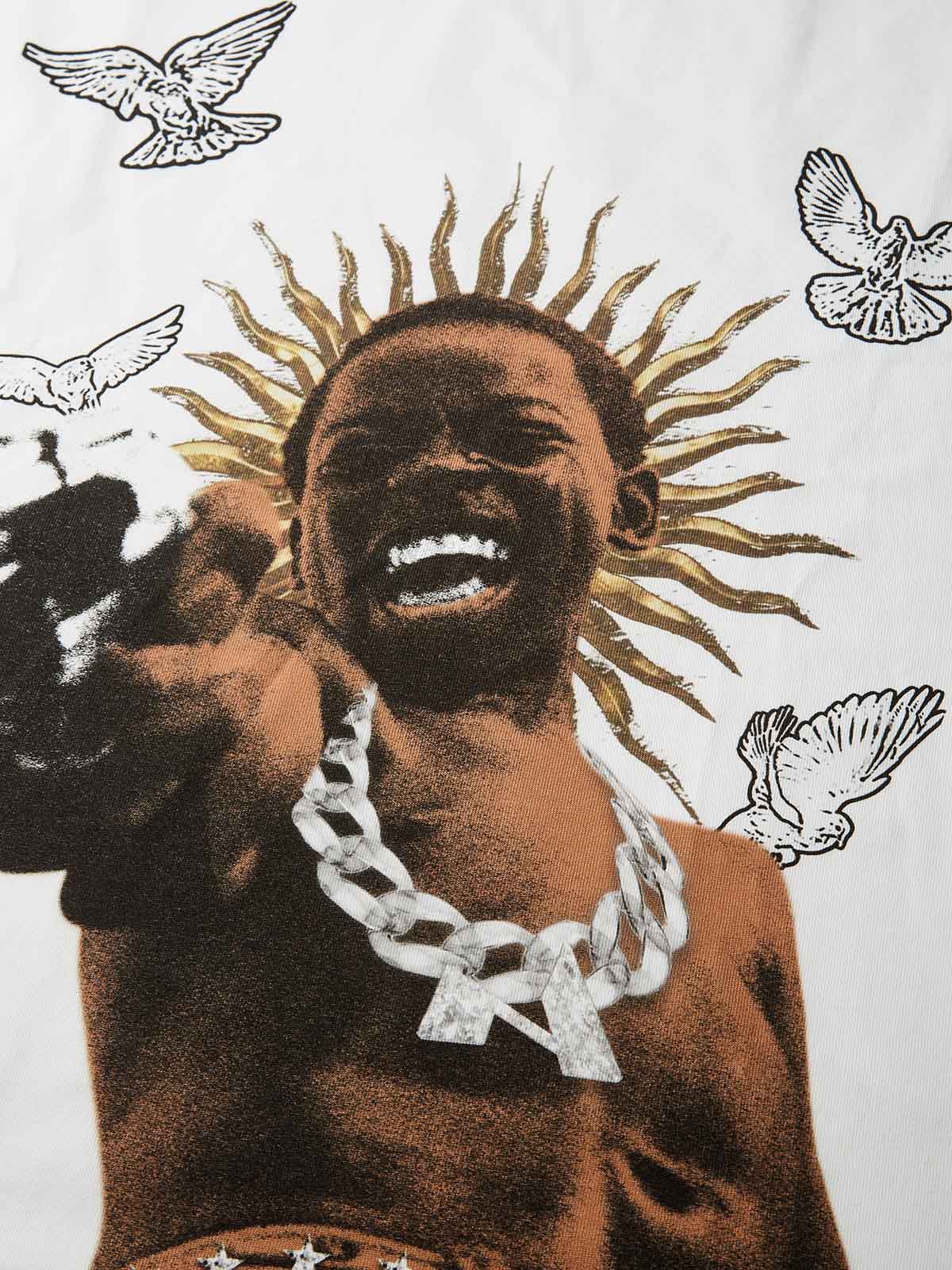 Boxy Oversized T-shirt "City of God" Peace Dove Print