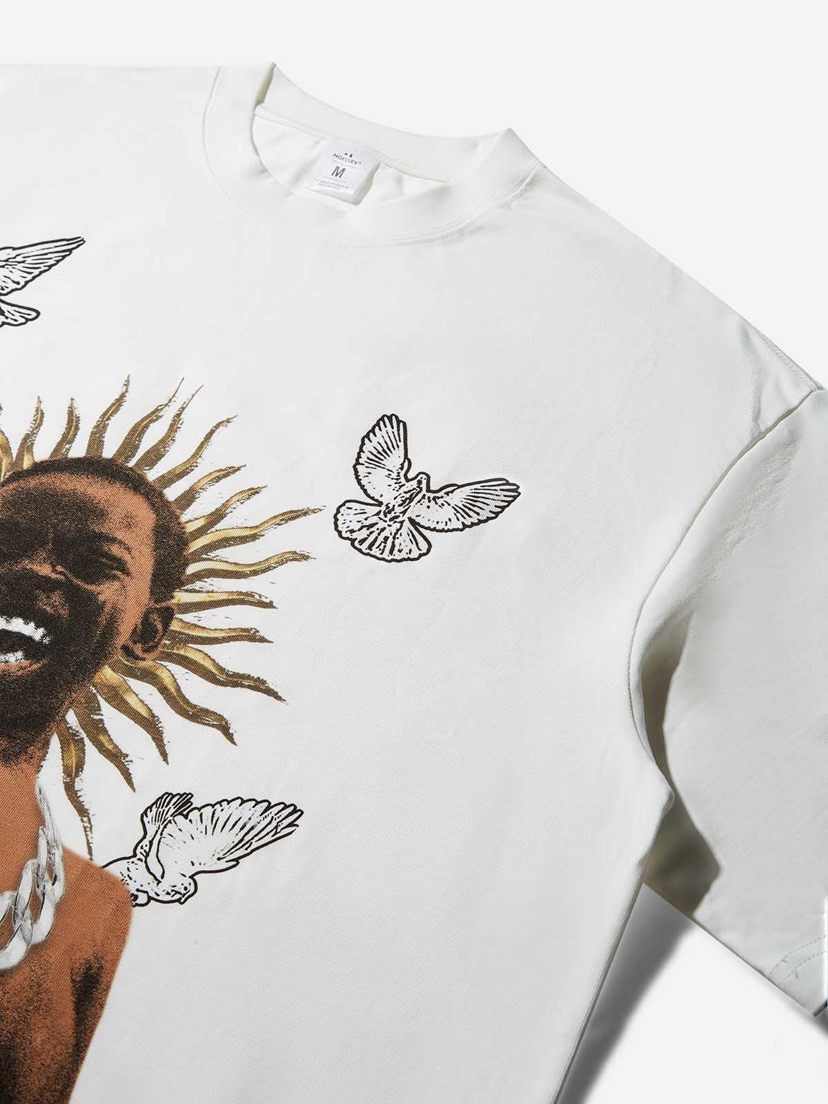 Boxy Oversized T-shirt "City of God" Peace Dove Print