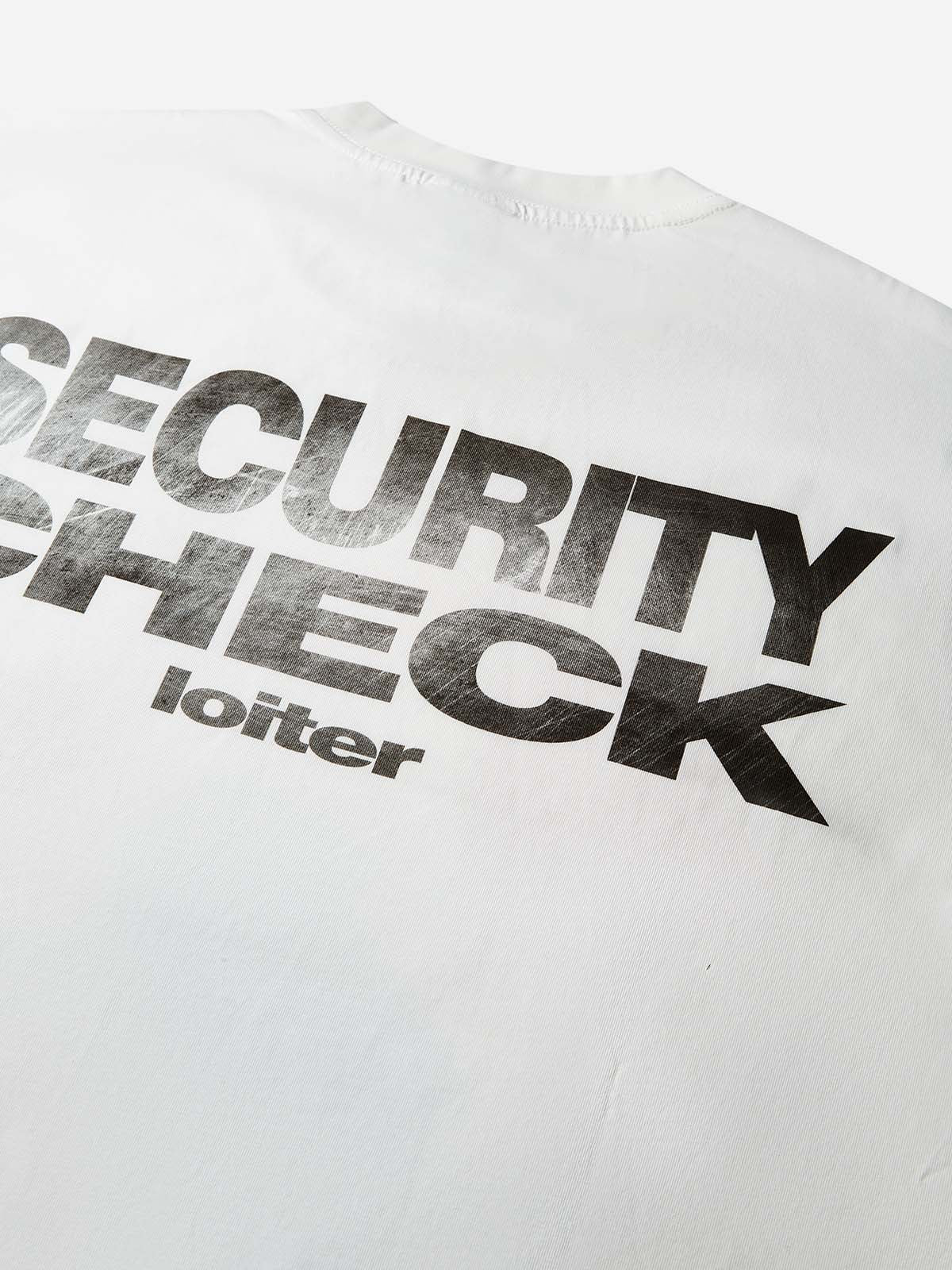 "SECURITY CHECK" Double-Sided Print Boxy Oversized T-Shirt
