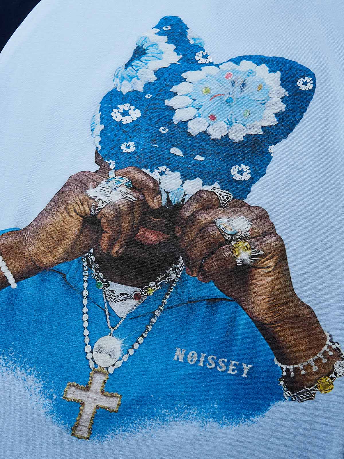 Sapphire Blue Knit Hat Print Blue Preppy T-Shirt