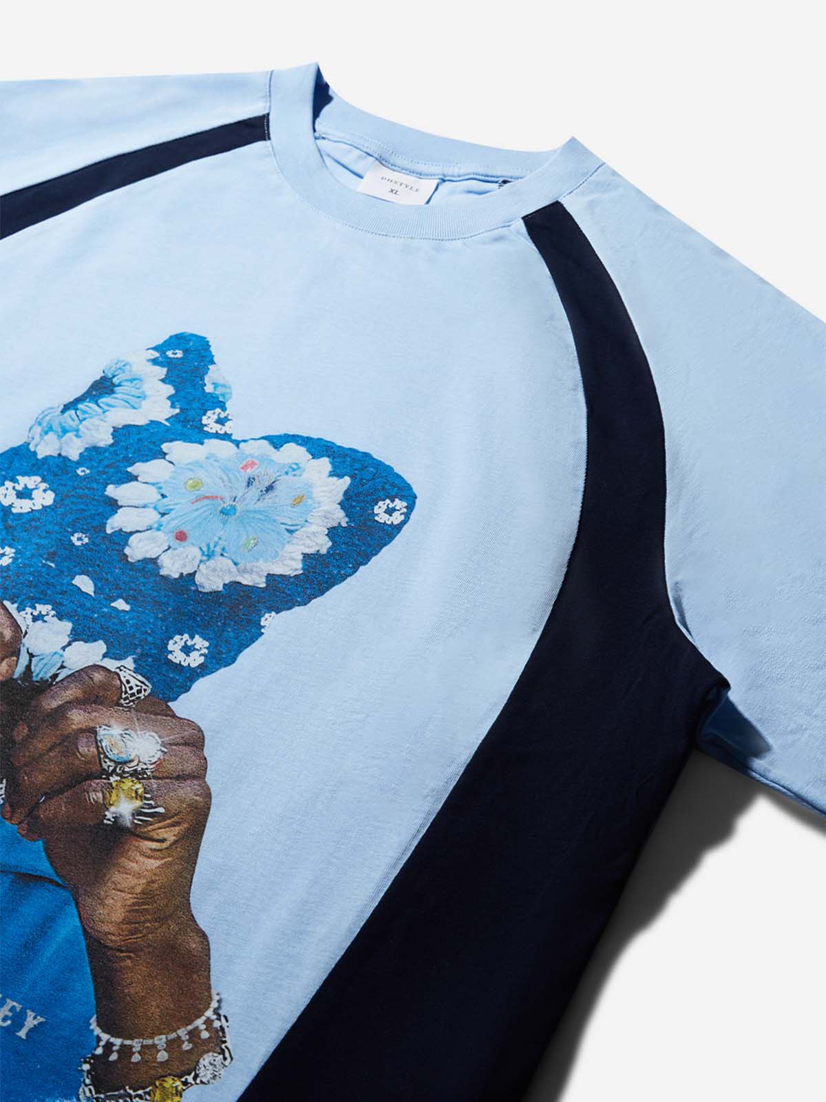 Sapphire Blue Knit Hat Print Blue Preppy T-Shirt