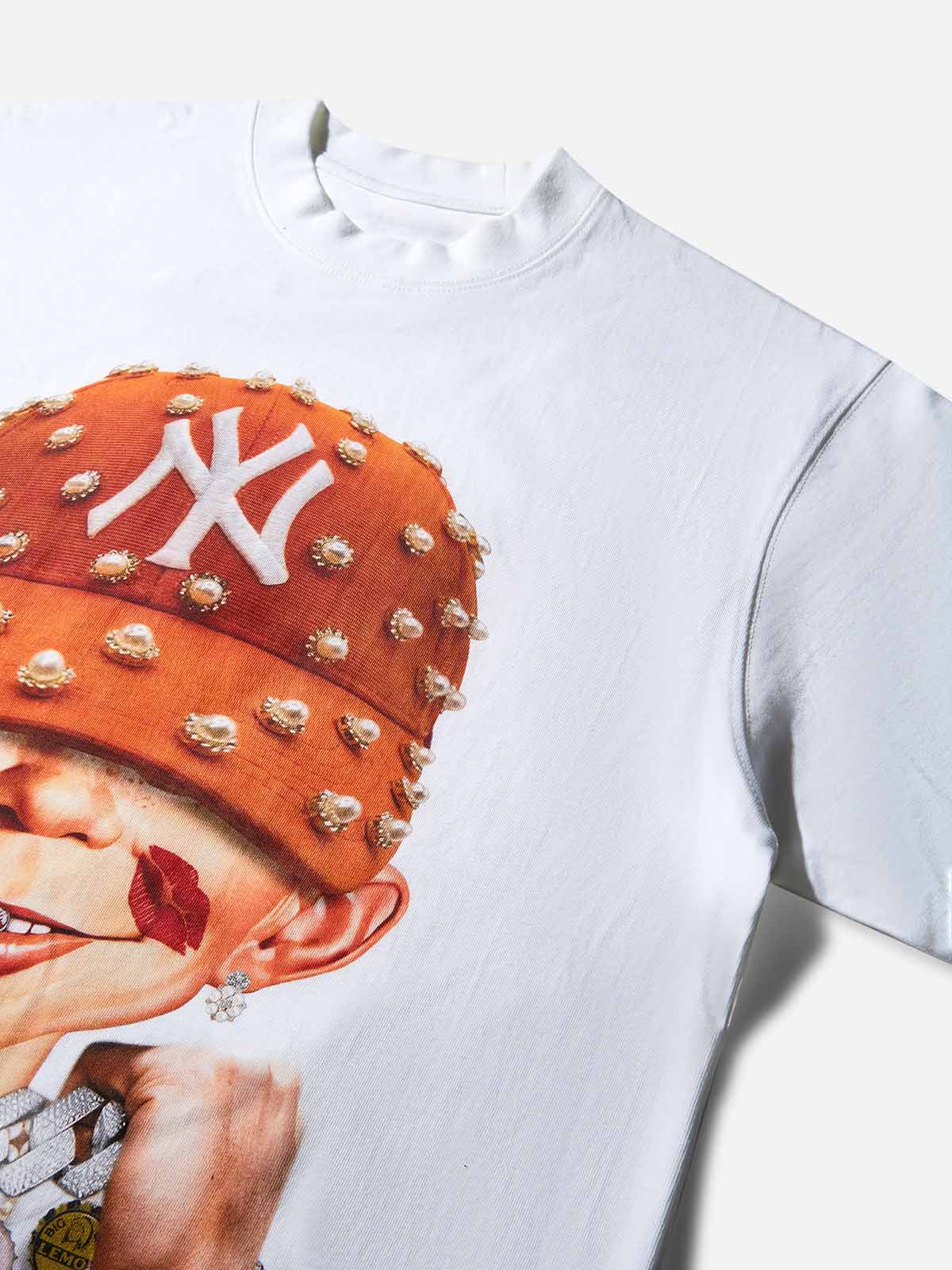 Bad Boy Holding a Big Necklace Print T-shirt