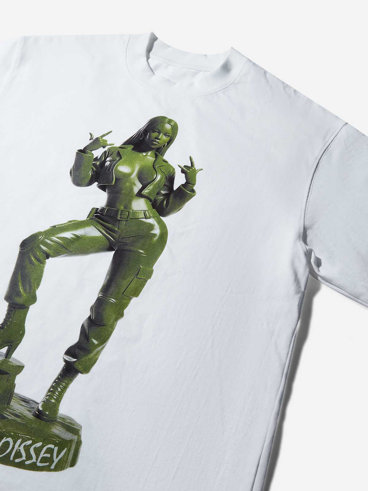 Green Toy Soldier Female Sculpture Print T-shirt