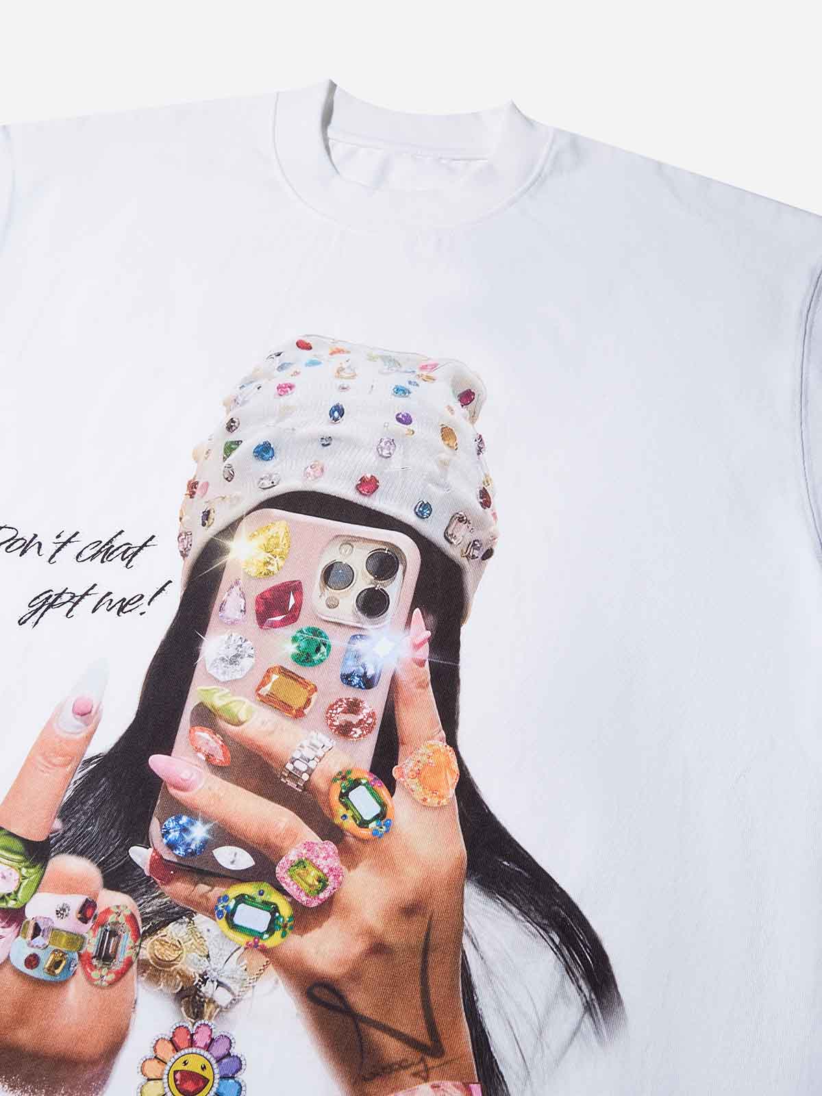 "Don't ChatGPT me!" T-shirt with Girl's Mirror Selfie Print