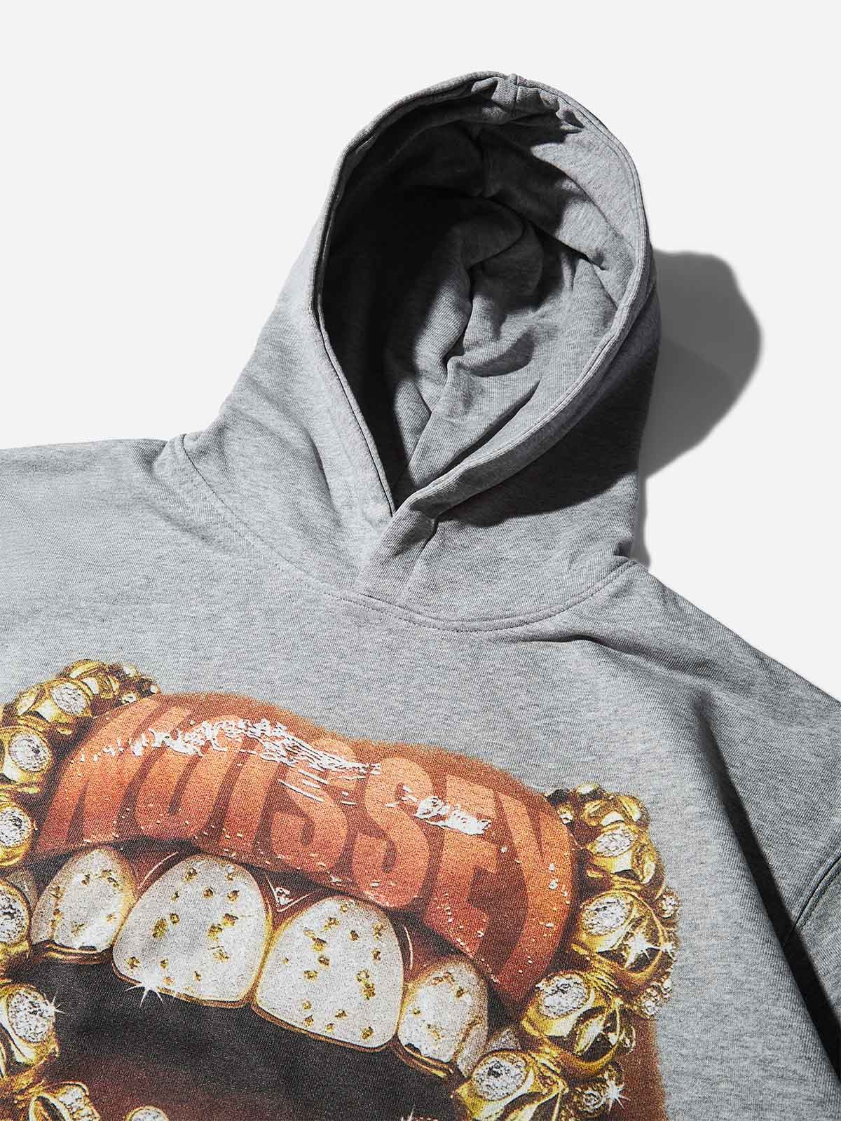 Golden Diamond Jewelry Grills Print Thin hoodie