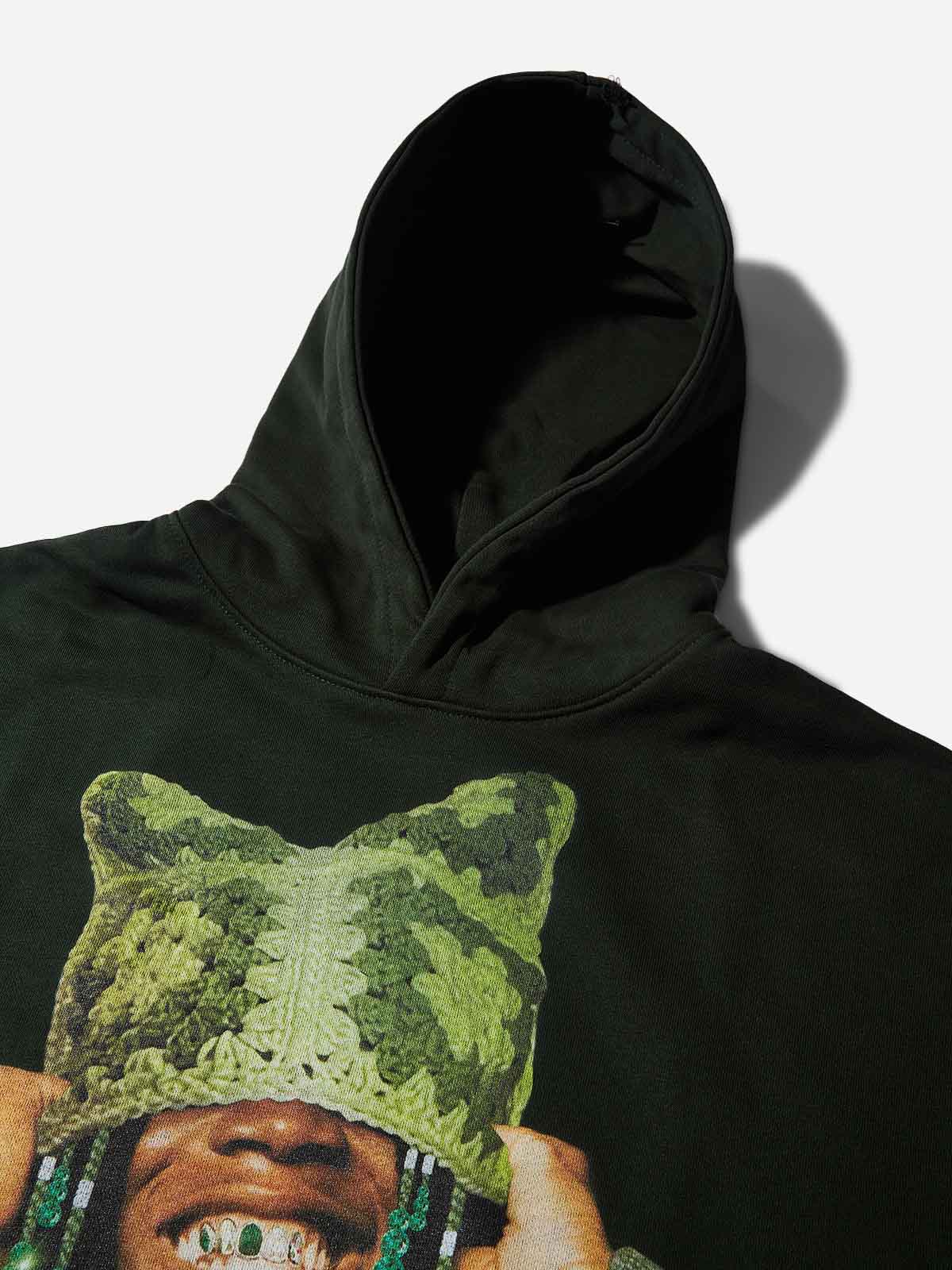 Avocado Green Cat Ear Crochet Hat Thin Hoodie