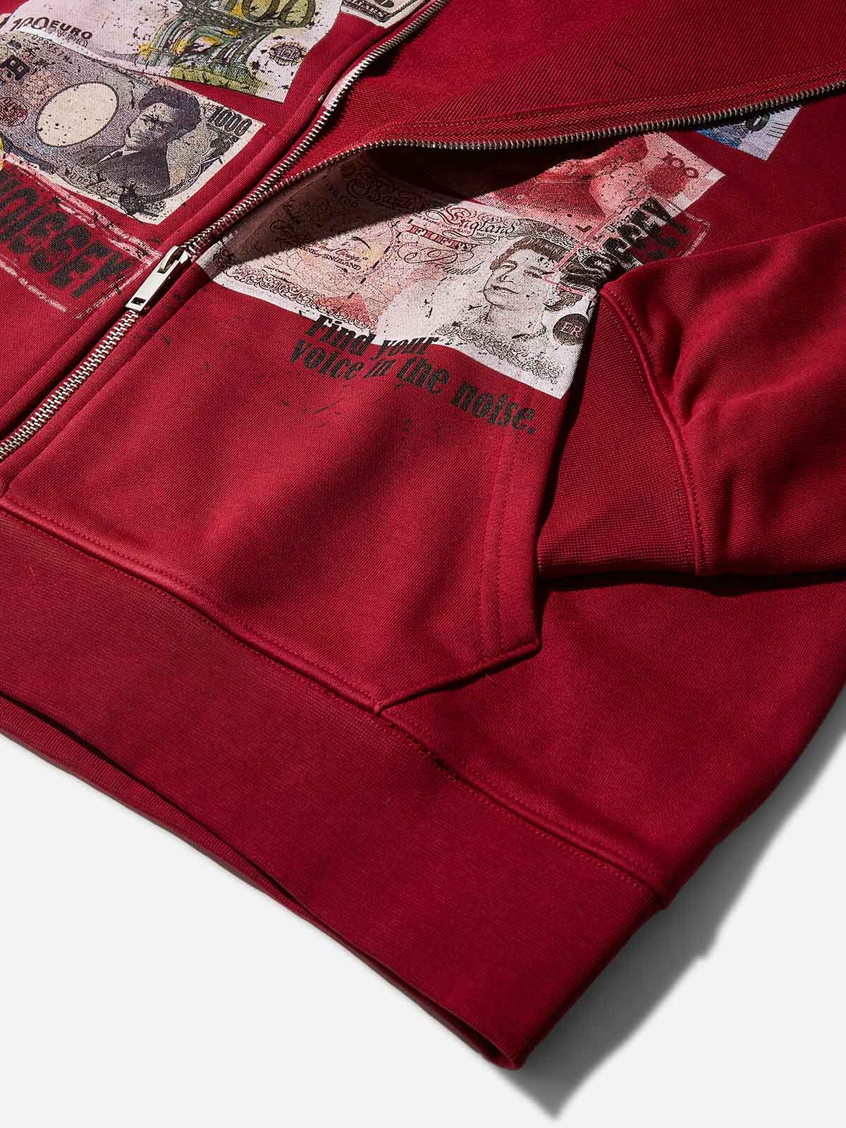 Own Noissey Own Money Glittering Red Print Hoodie