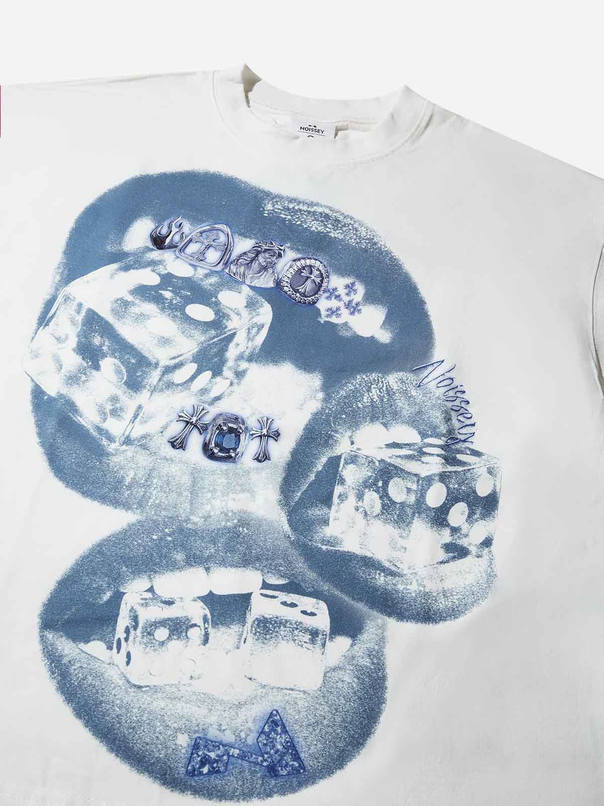 Blue Screen Grills Print Boxy Oversized T-shirt