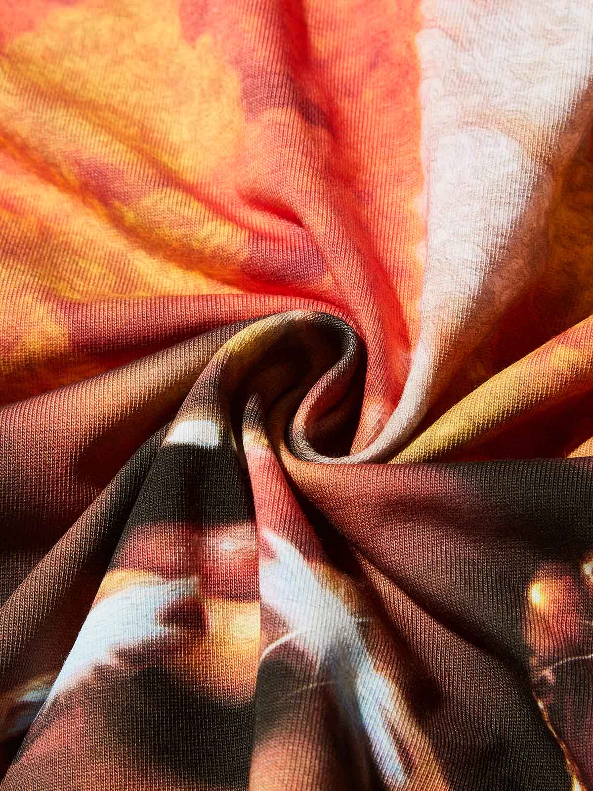 Boxy Oversized T-shirt with Orange Cat-Ear Hoodie Girl Print