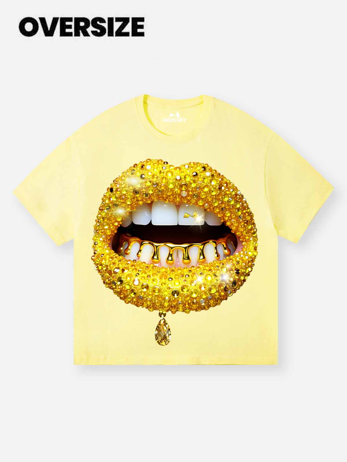 Lemon Yellow Gem Lip Print T-shirt