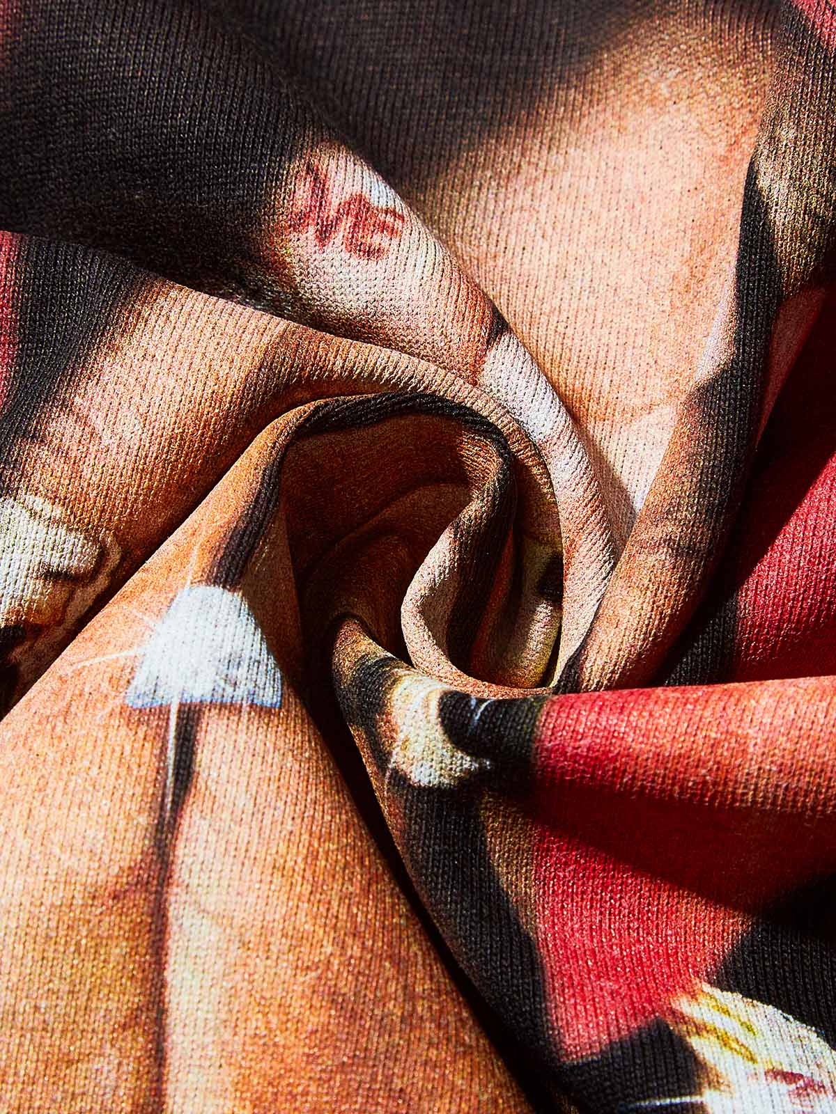 Boxy Oversized T-shirt with Red Paisley Art Headscarf Figure Print