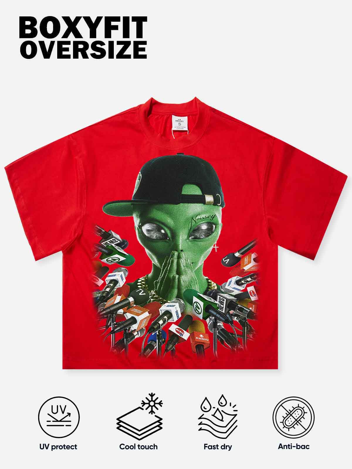 Boxy Oversized T-shirt "Alien Says: NO TALK"