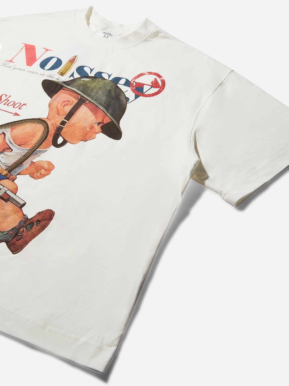 Boxy Oversized T-shirt with Angry Cartoon Kid Trendy Print