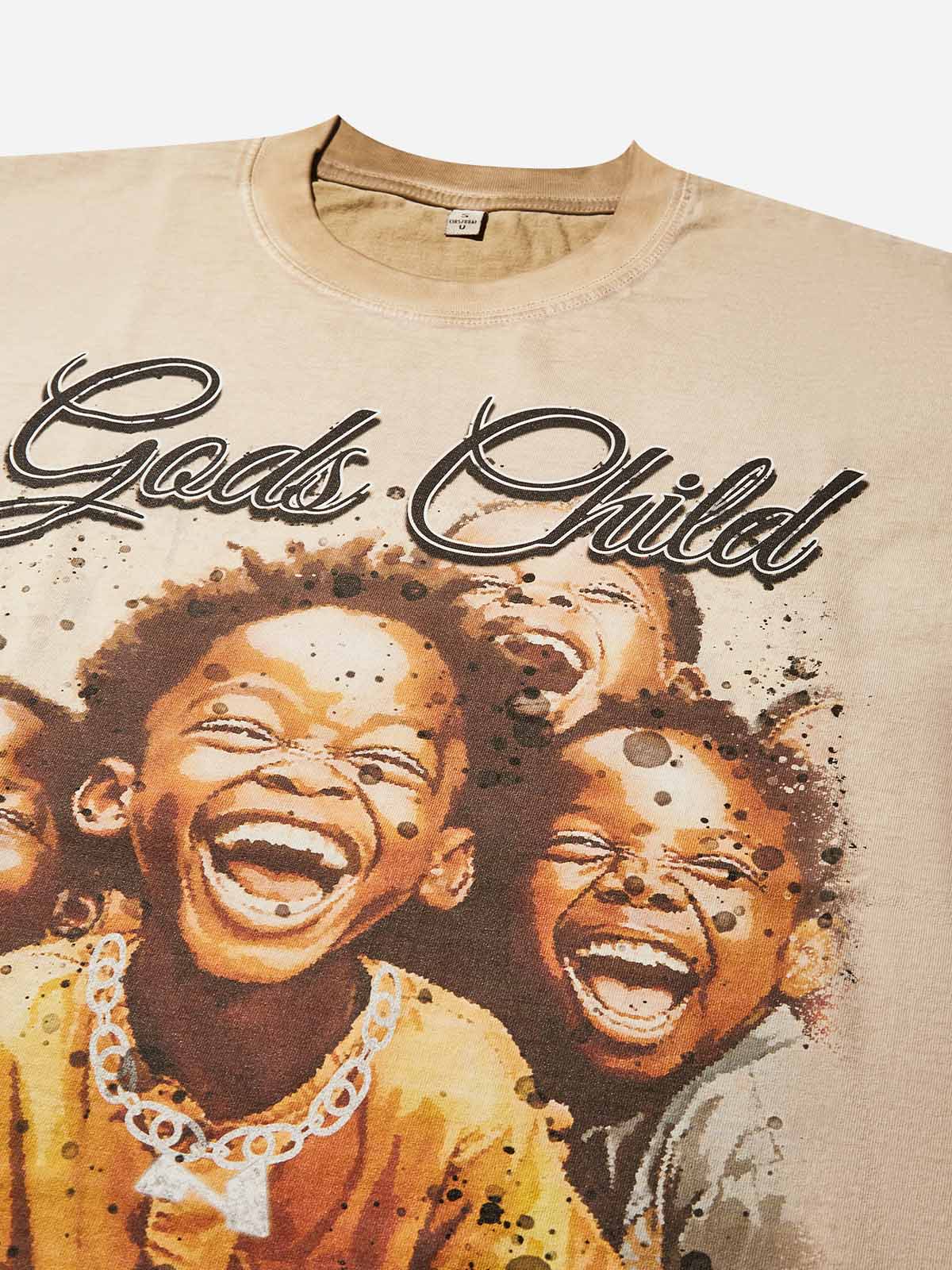 GOD'S CHILD Gradient Wash Print T-shirt