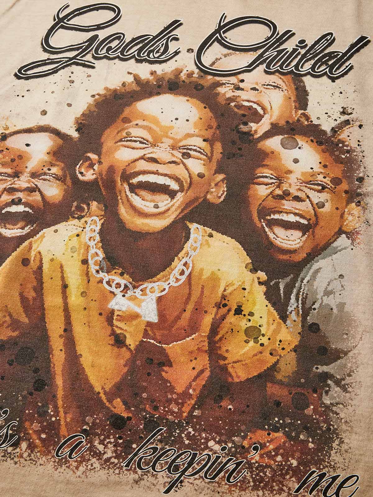 GOD'S CHILD Gradient Wash Print T-shirt