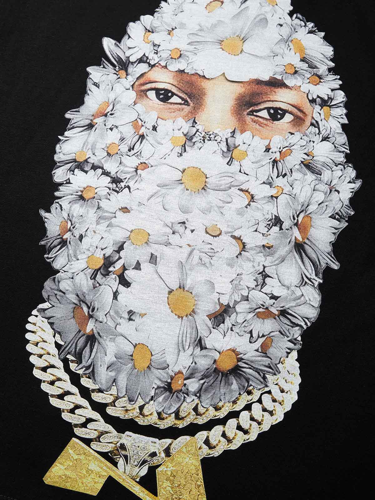 Daisy Flower Balaclava Black Print T-shirt