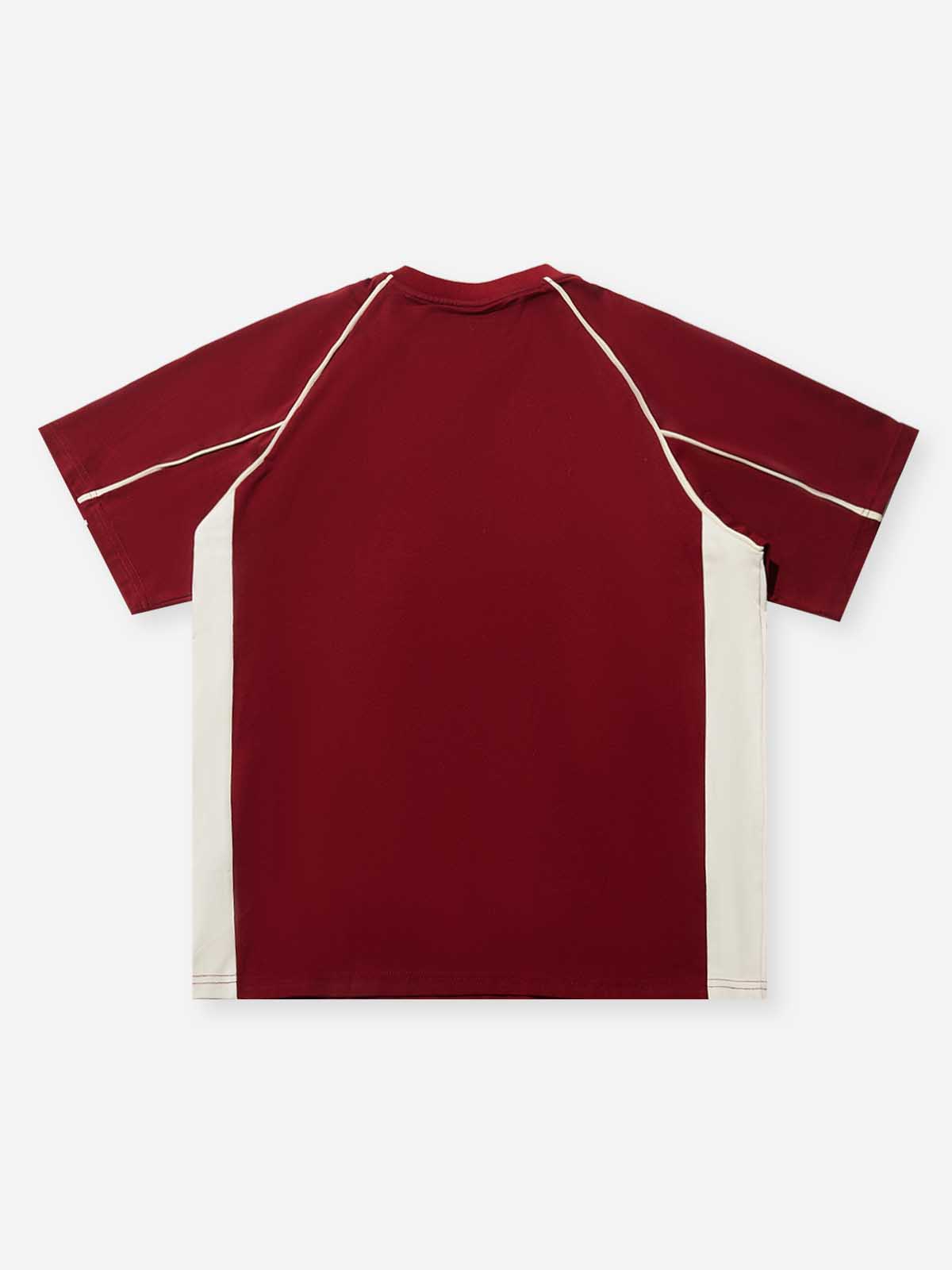 Racing Red Print Preppy T-shirt