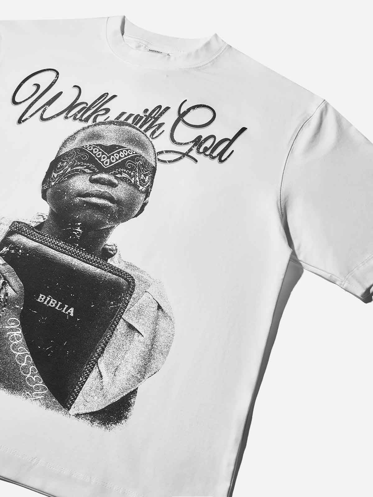 "Walk with God" Character Print T-Shirt