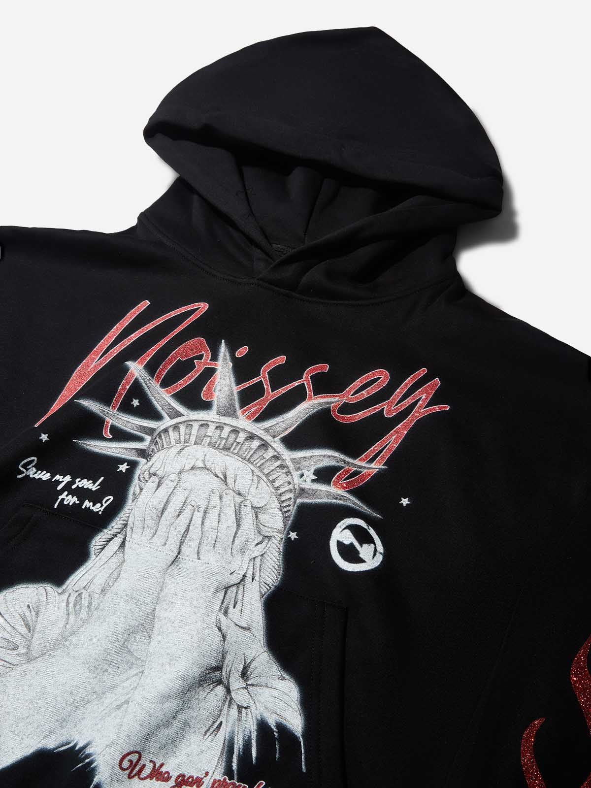 Statue of Liberty Face-Covered Tech Fabric Print Hoodie