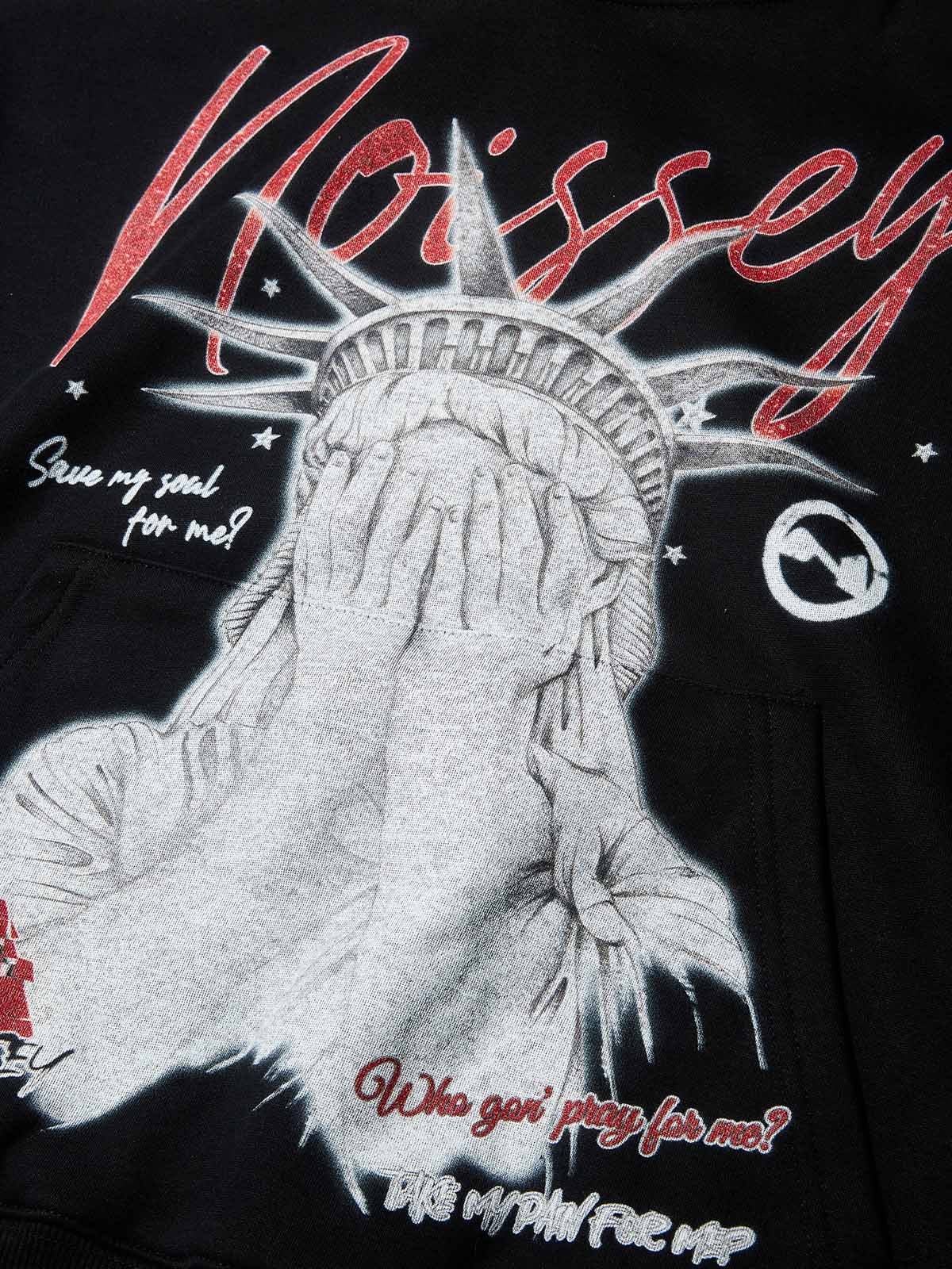 Statue of Liberty Face-Covered Tech Fabric Print Hoodie