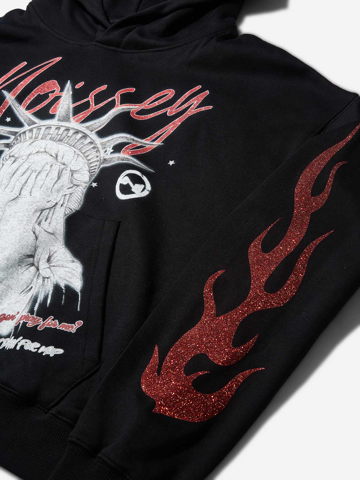 Statue of Liberty Face-Covered Tech Fabric Print Hoodie