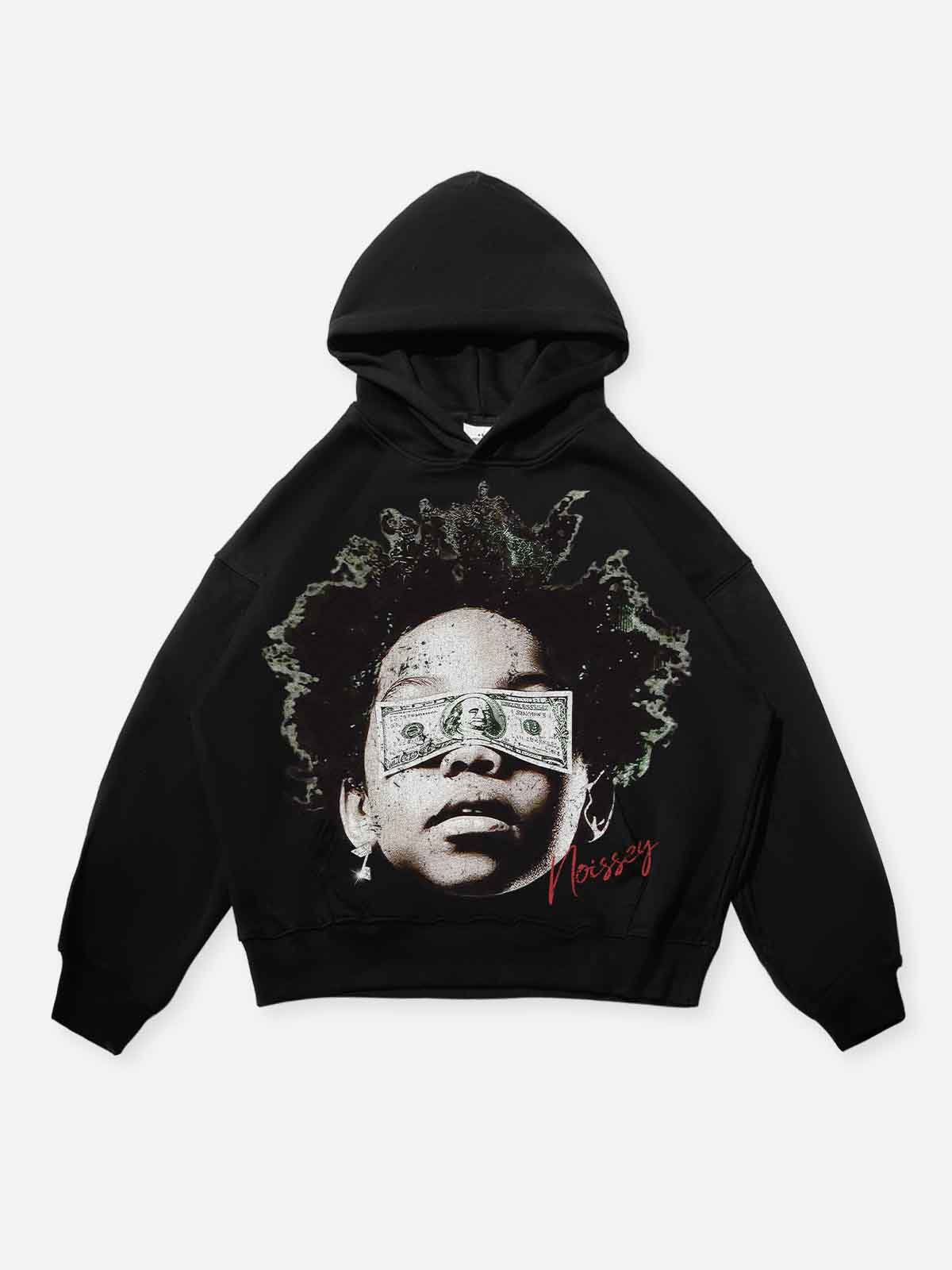 Child Blinded by Money Print Boxy Tech-Fabric Hoodie